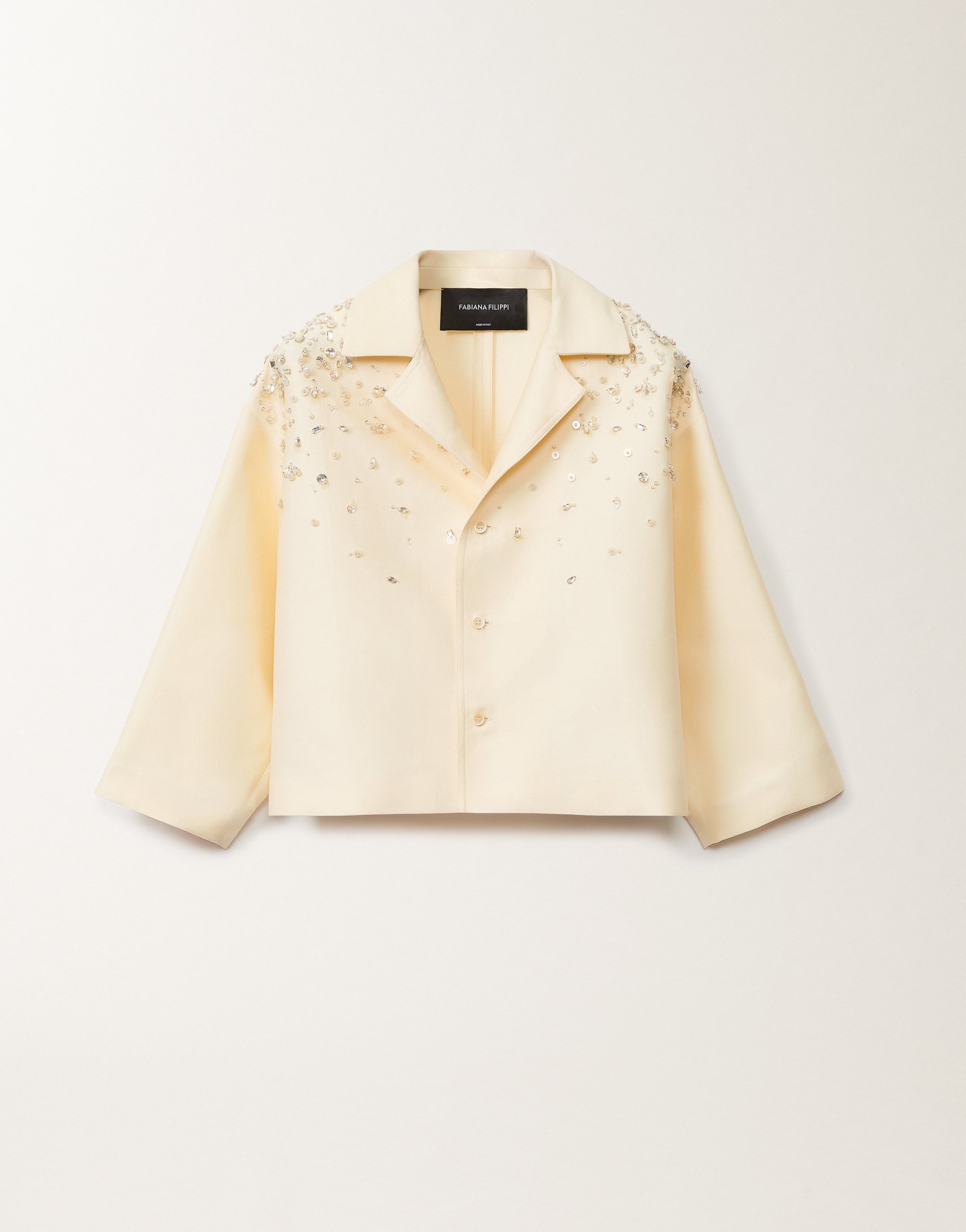 Shop Fabiana Filippi Cotton And Silk Mikado Jacket In Vanilla