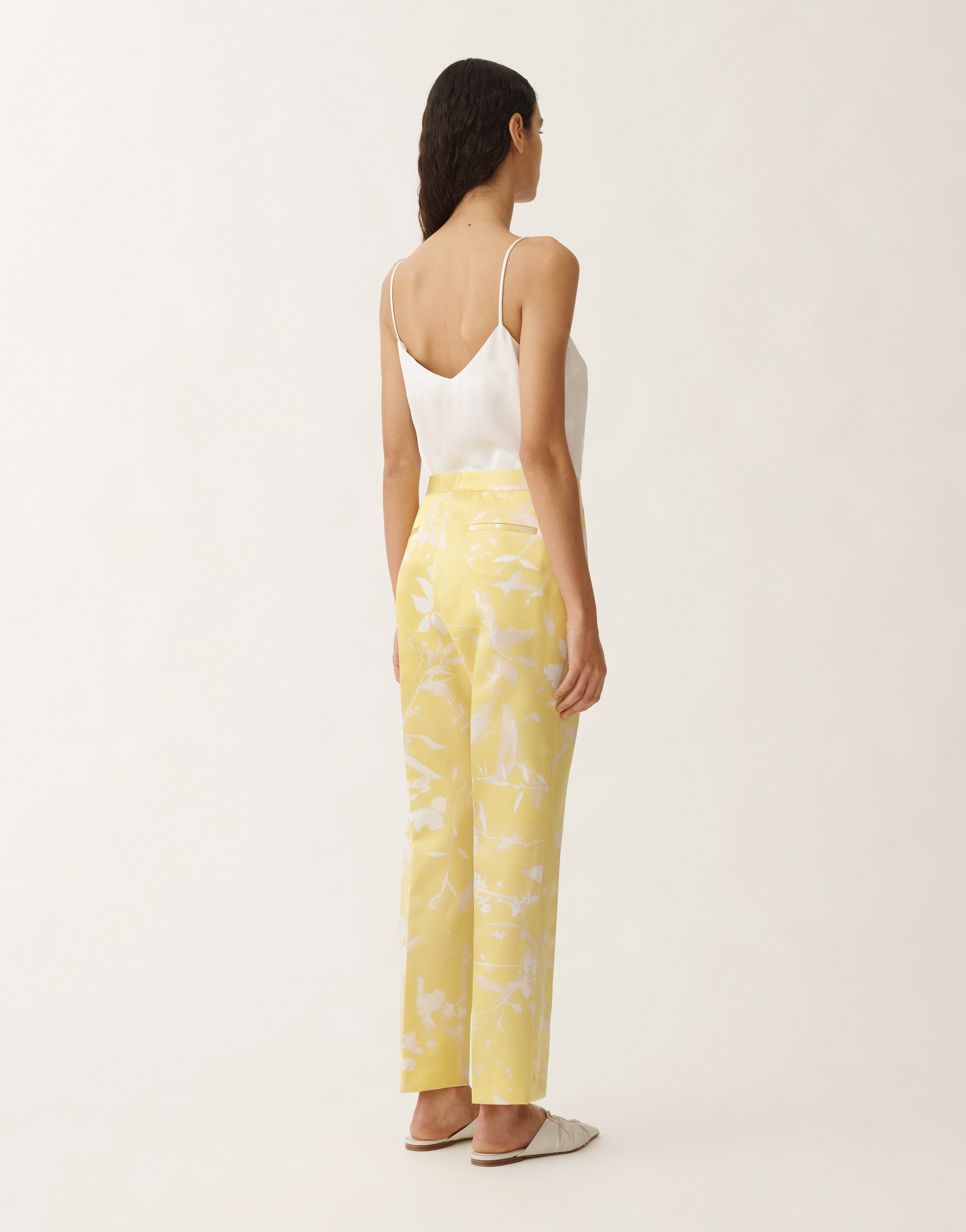 Fabiana Filippi Montefalco Tilia-print Silk Trousers In Yellow