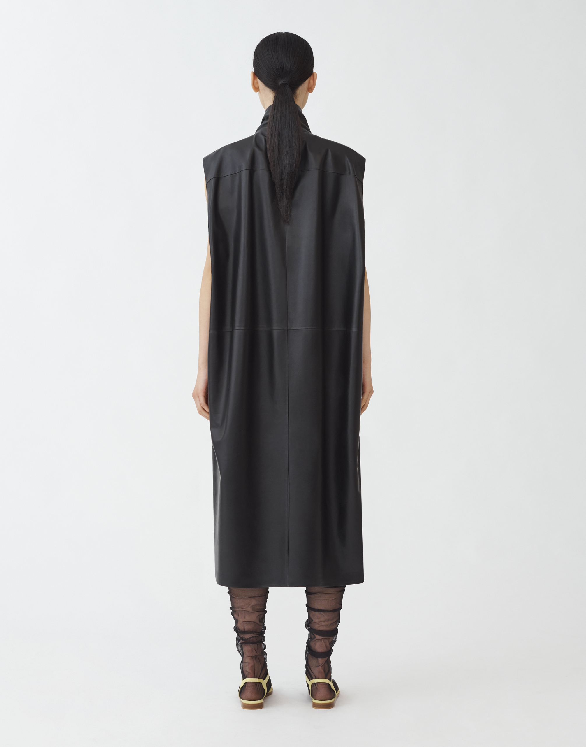 Shop Fabiana Filippi Soft Lambskin Sleeveless Dress With Knot Detail In Black