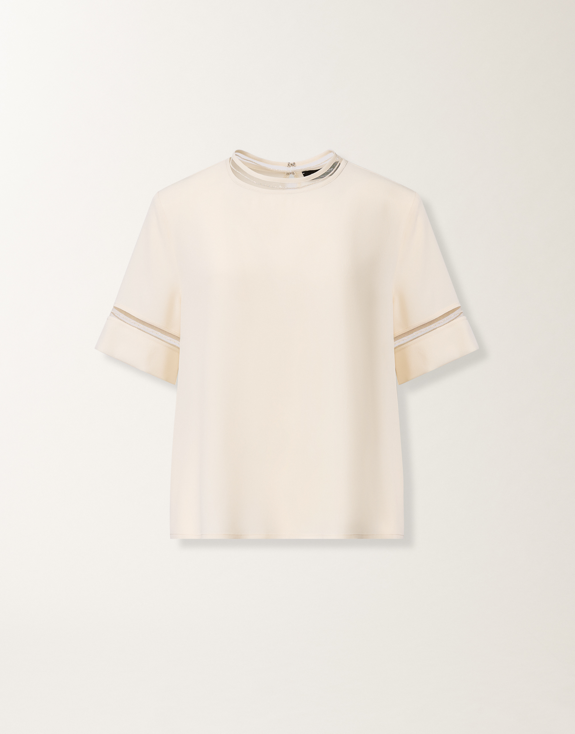 Fabiana Filippi Short Sleeved Embellished Detail T-shirt In Neutral