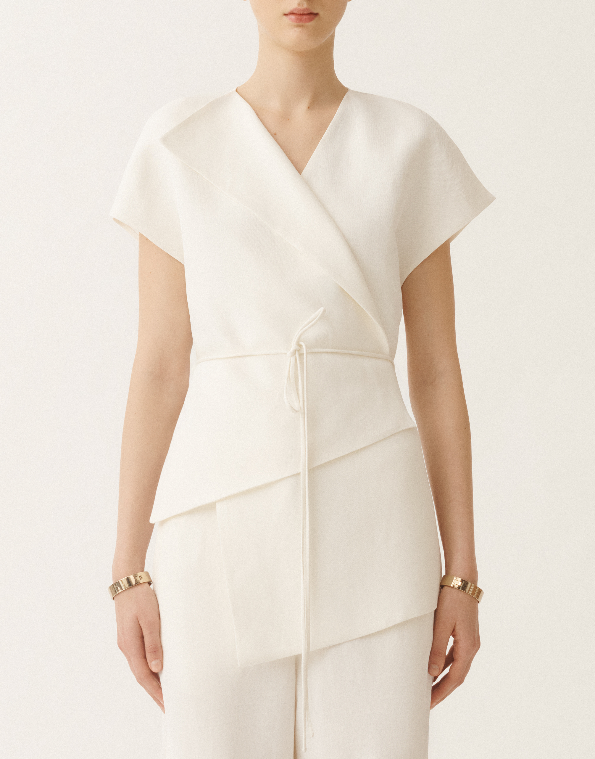 Fabiana Filippi Linen And Viscose Wrap Top In White