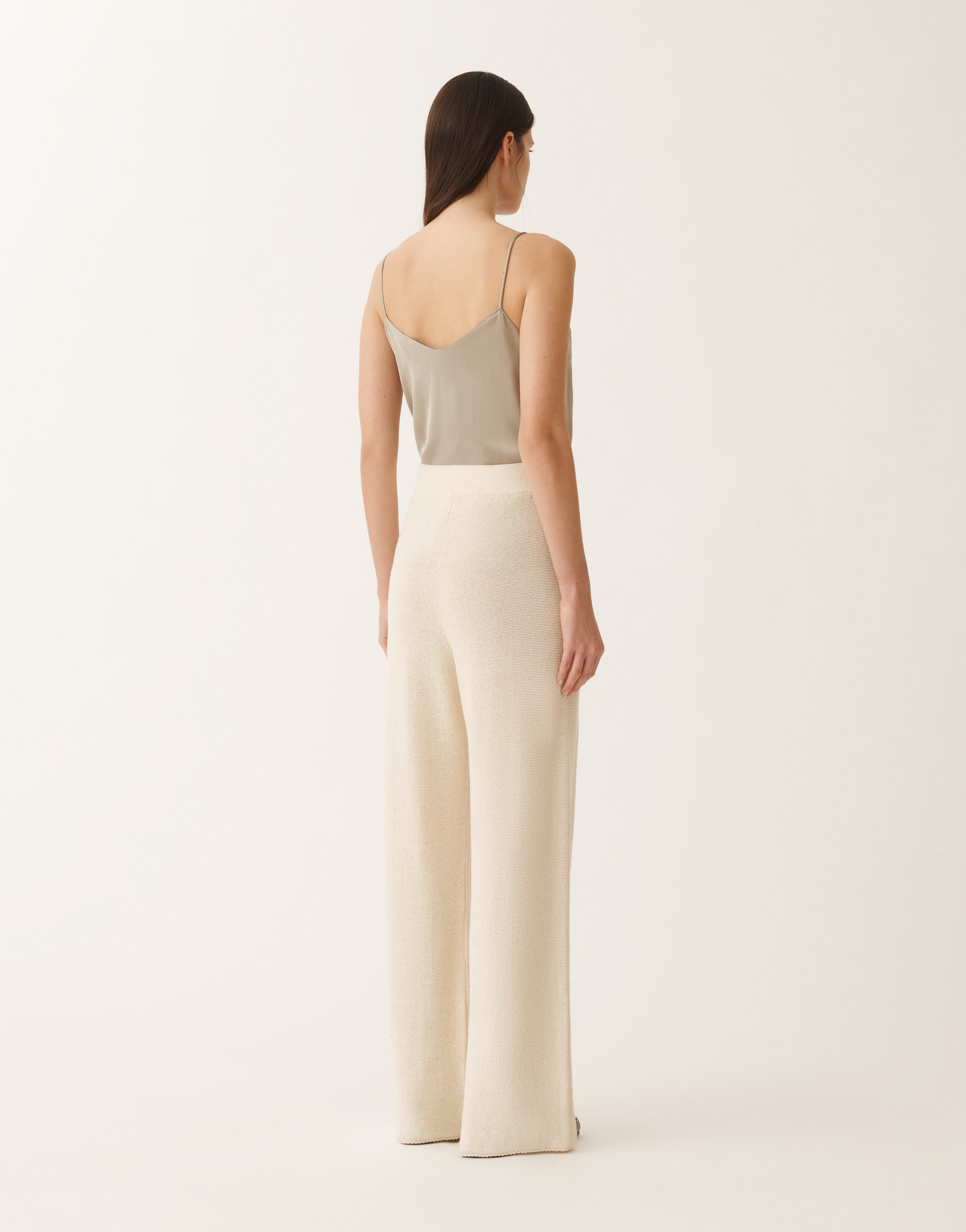 Fabiana Filippi Cotton And Linen Trousers With Sequins In Neutral