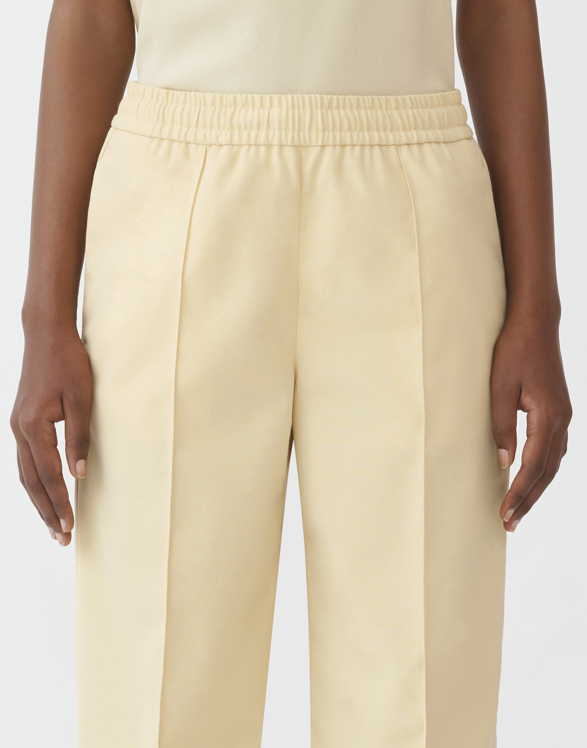 Shop Fabiana Filippi Techno Tailoring Jogging Trousers With Front Crease In Banana