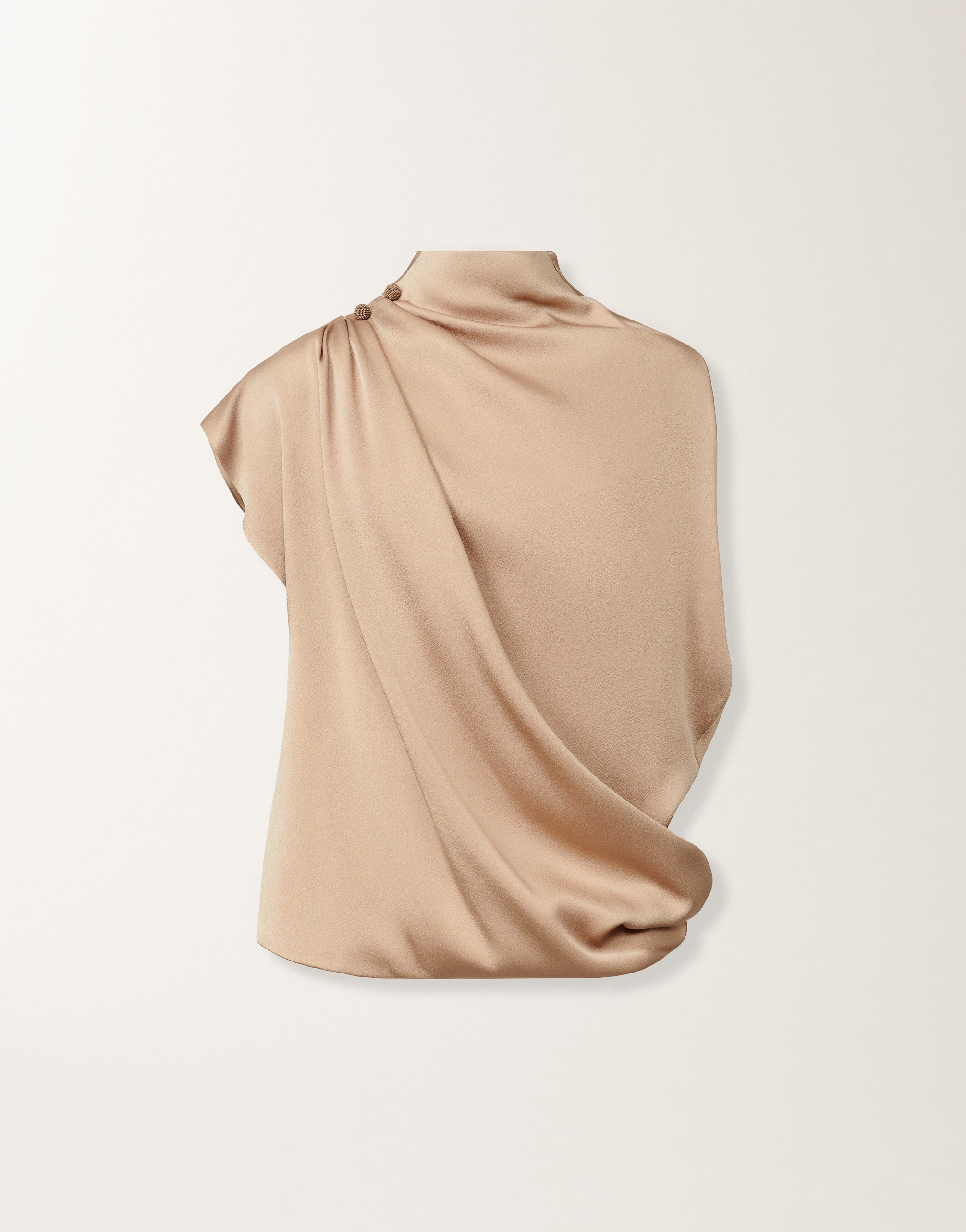 Fabiana Filippi Draped Mock-neck Enver Satin Top In Brown
