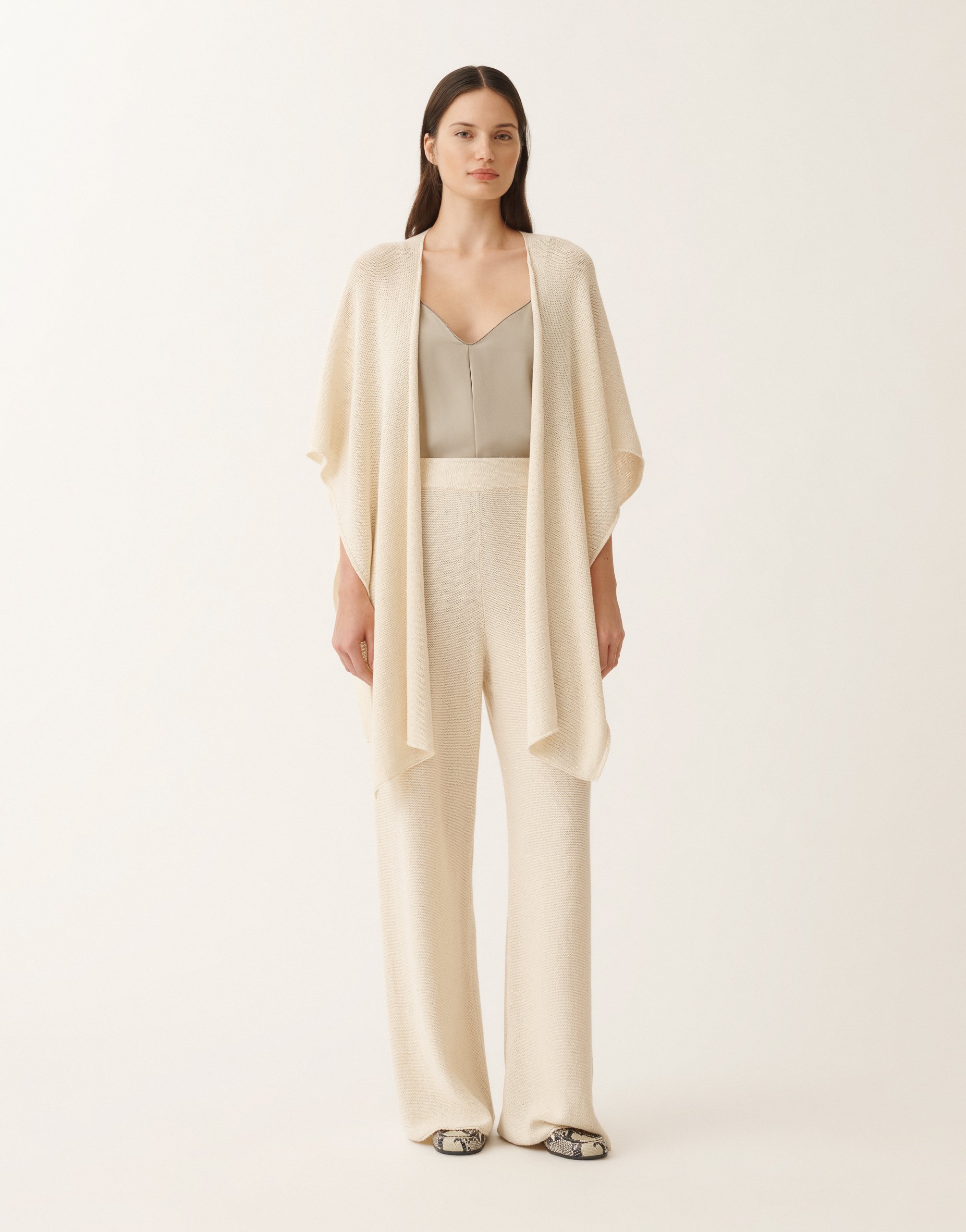 Fabiana Filippi Cotton And Linen Trousers With Sequins In Neutral