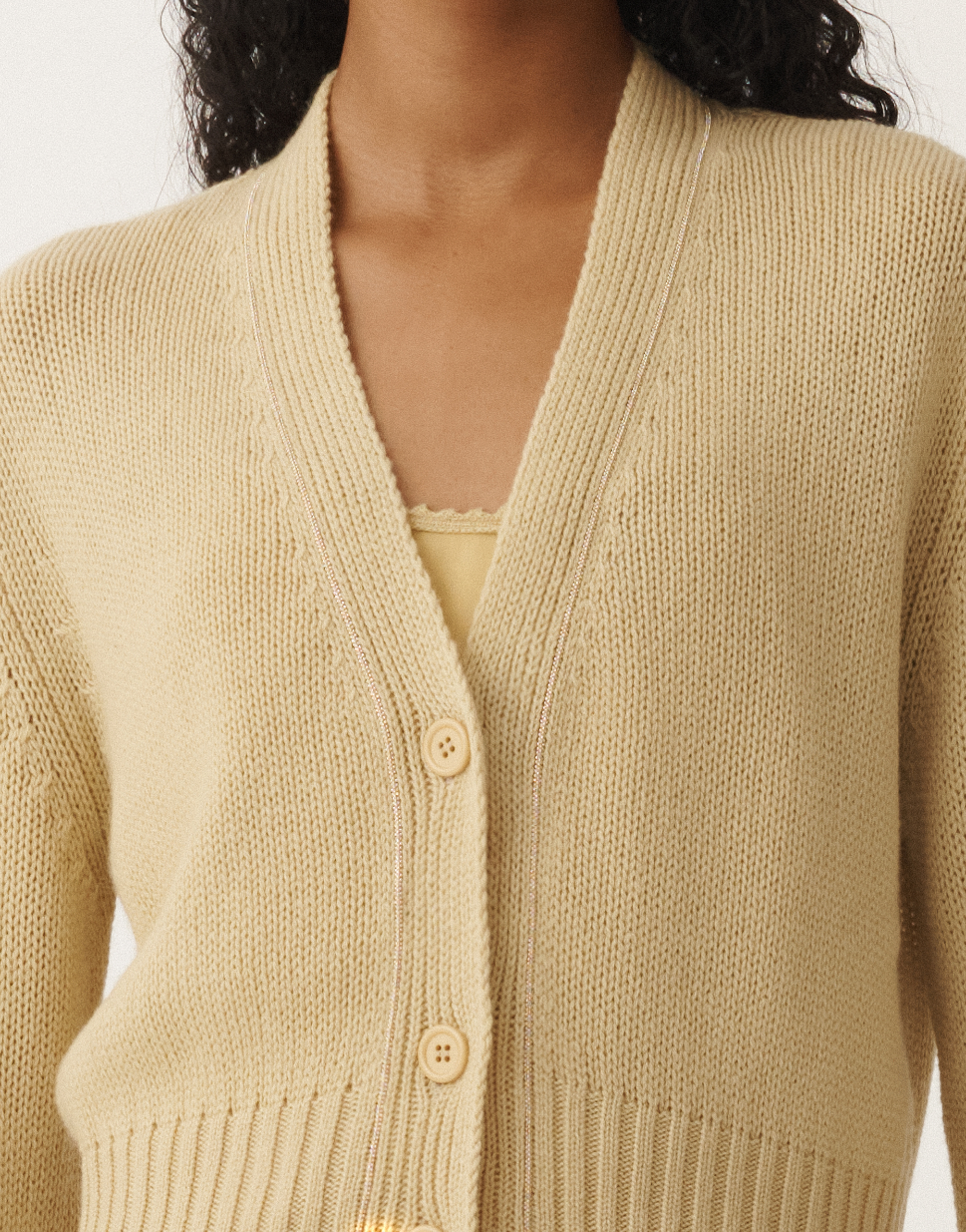 Shop Fabiana Filippi Brushed Cashmere Cardigan In Yellow