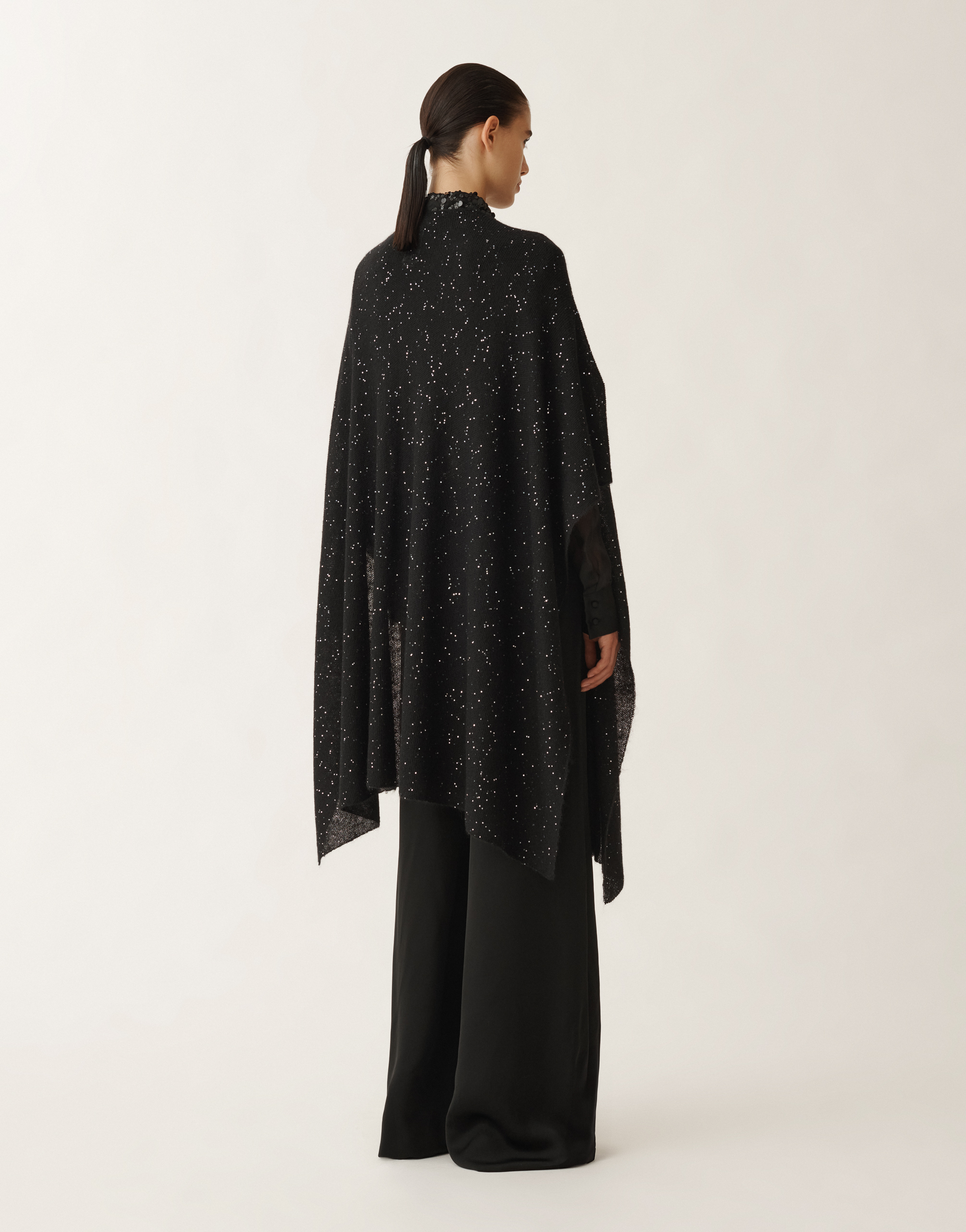 Fabiana Filippi Embroidered Sequin Cape In Black