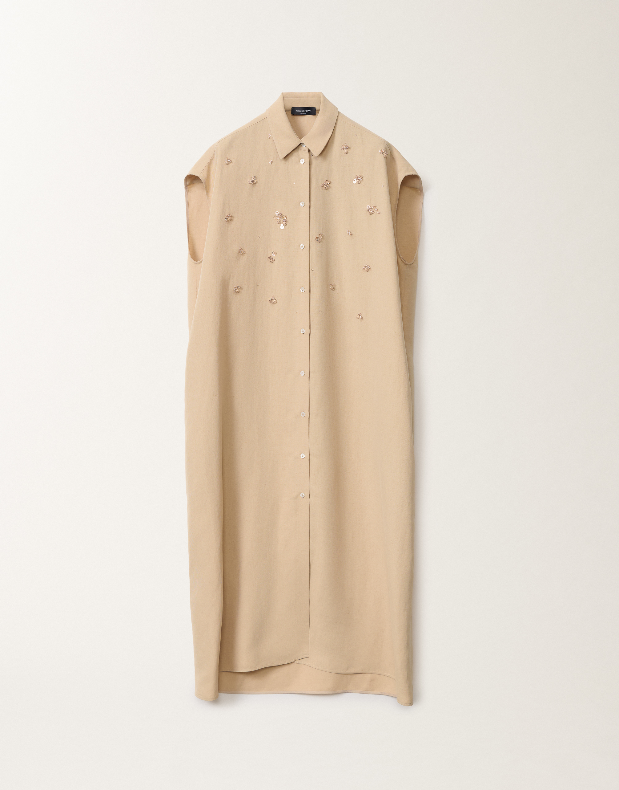 Fabiana Filippi Linen And Viscose Shirt Dress In Sand