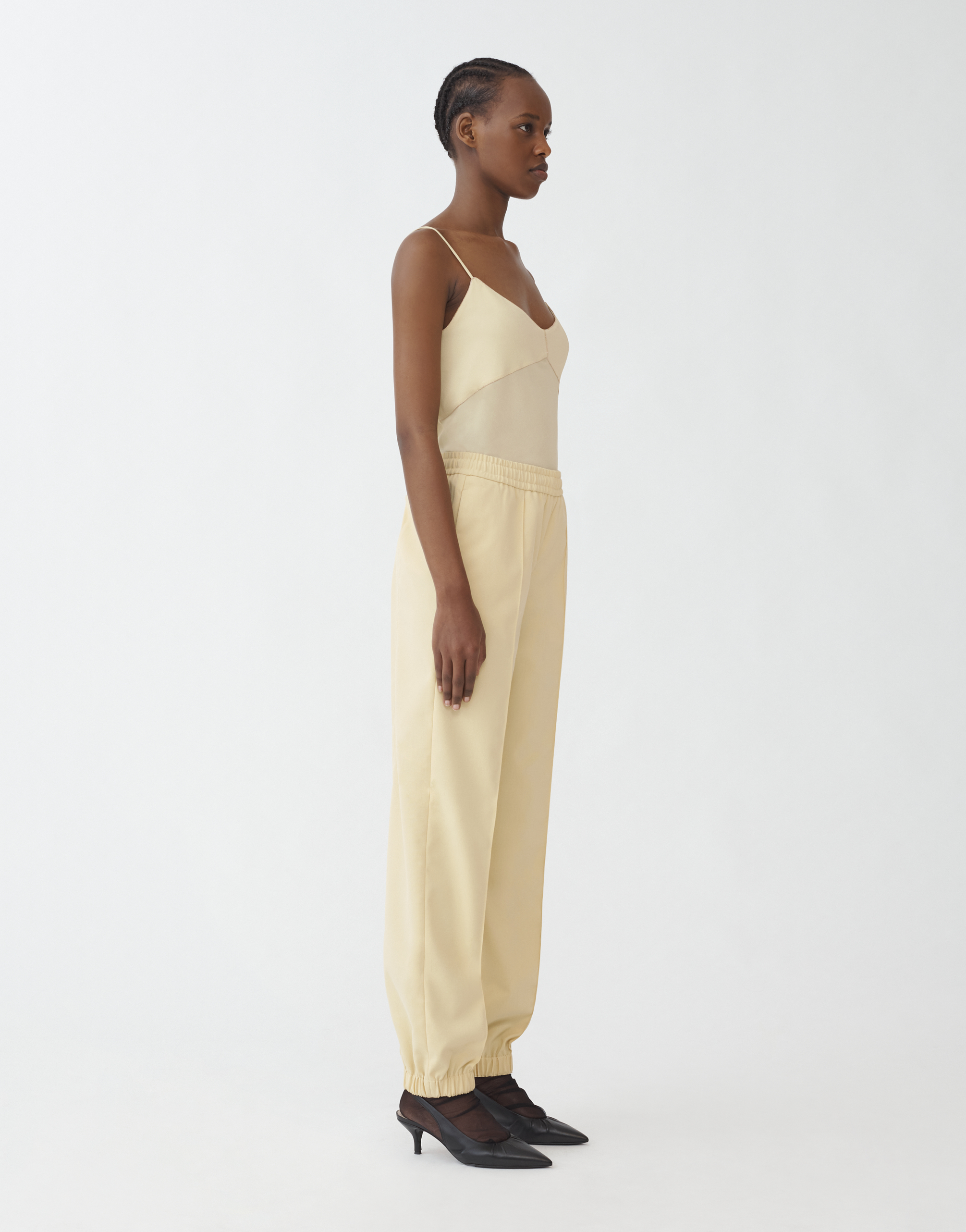Shop Fabiana Filippi Techno Tailoring Jogging Trousers With Front Crease In Banana