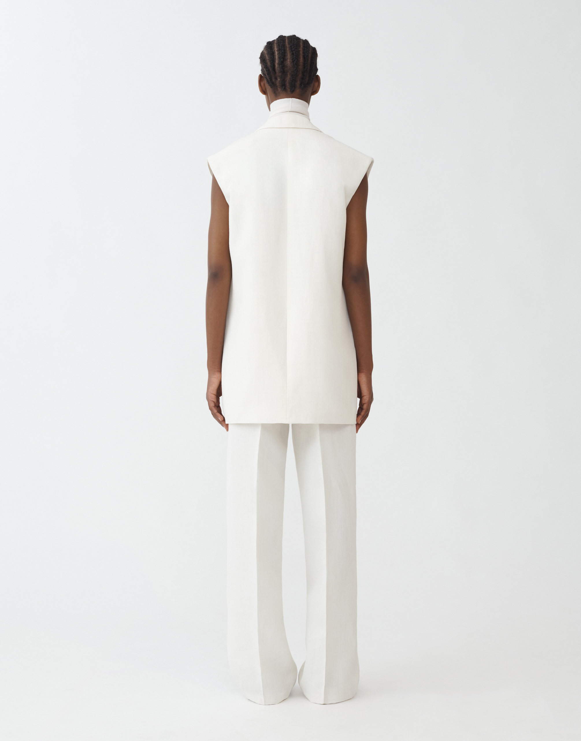 Shop Fabiana Filippi Linen Viscose Cloth Double Breasted Vest In White