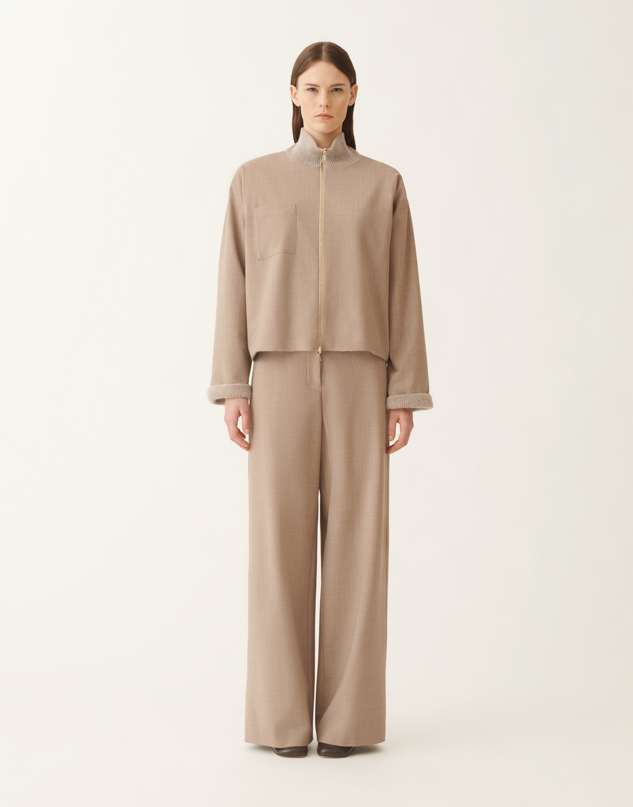 Fabiana Filippi Reversible Platinum Mohair Jacket In Lightweight Wool In Neutral