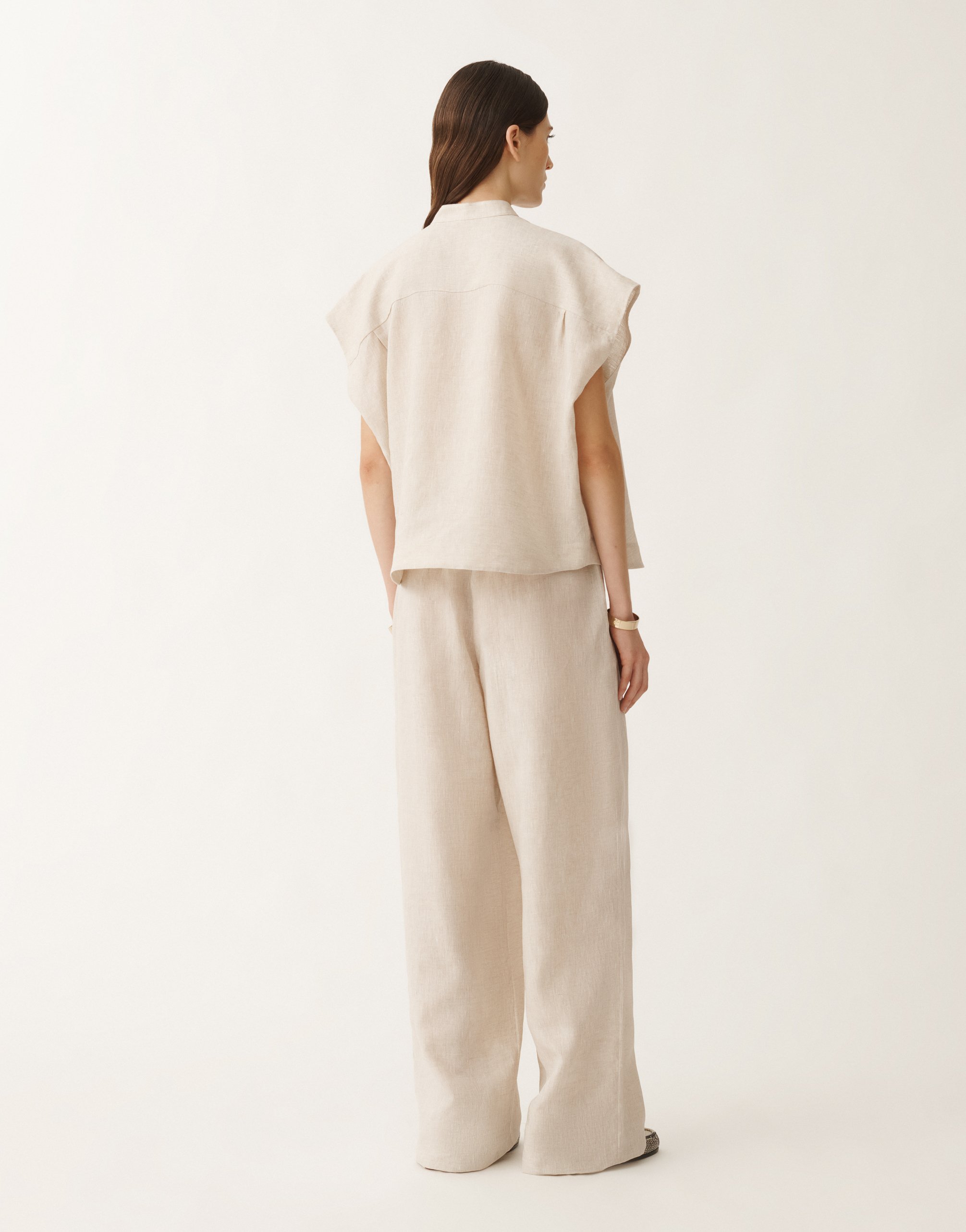 Fabiana Filippi Linen Canvas Shirt In Greige