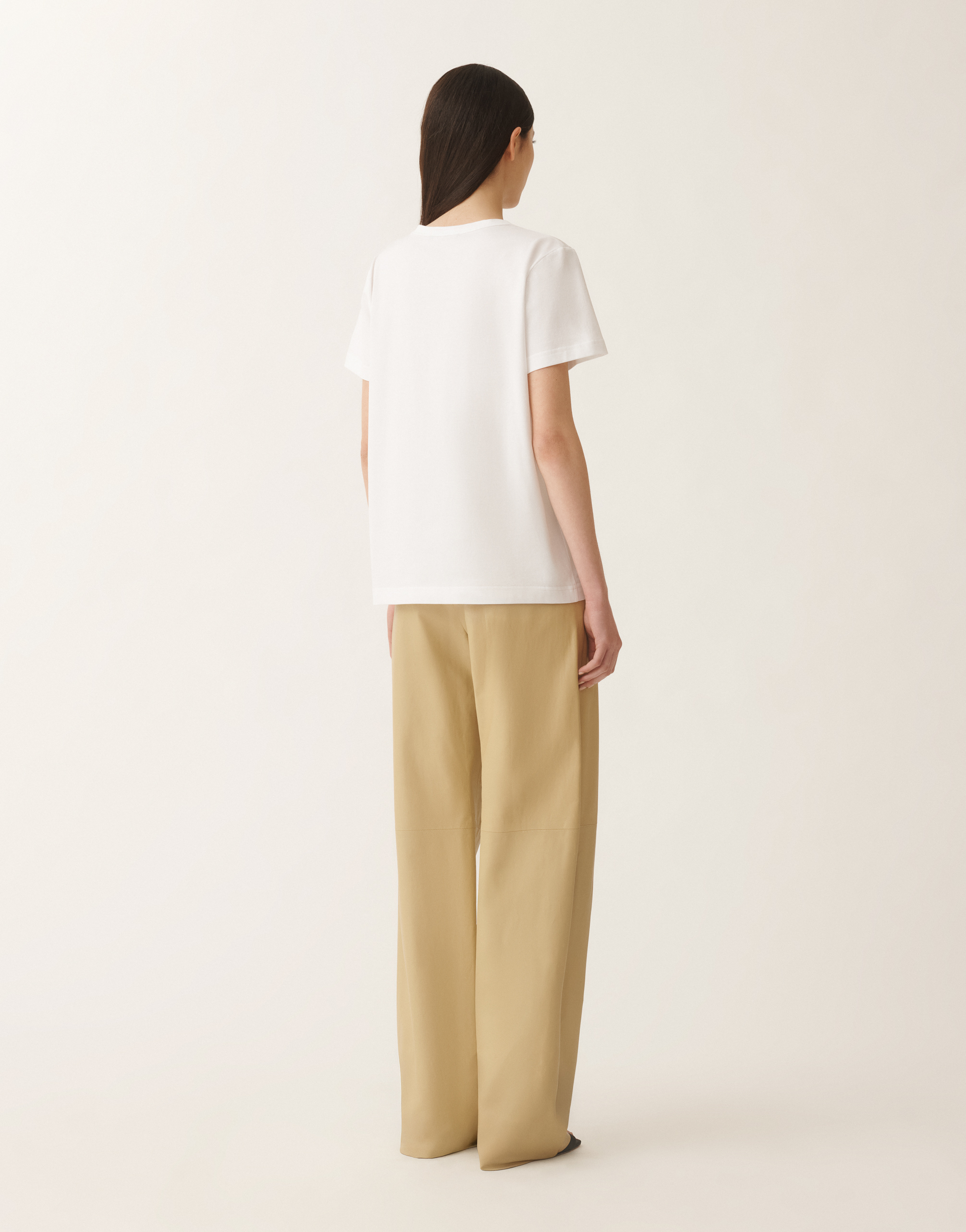 Fabiana Filippi Short-sleeved Jersey Top With Subtle Embellishments In White