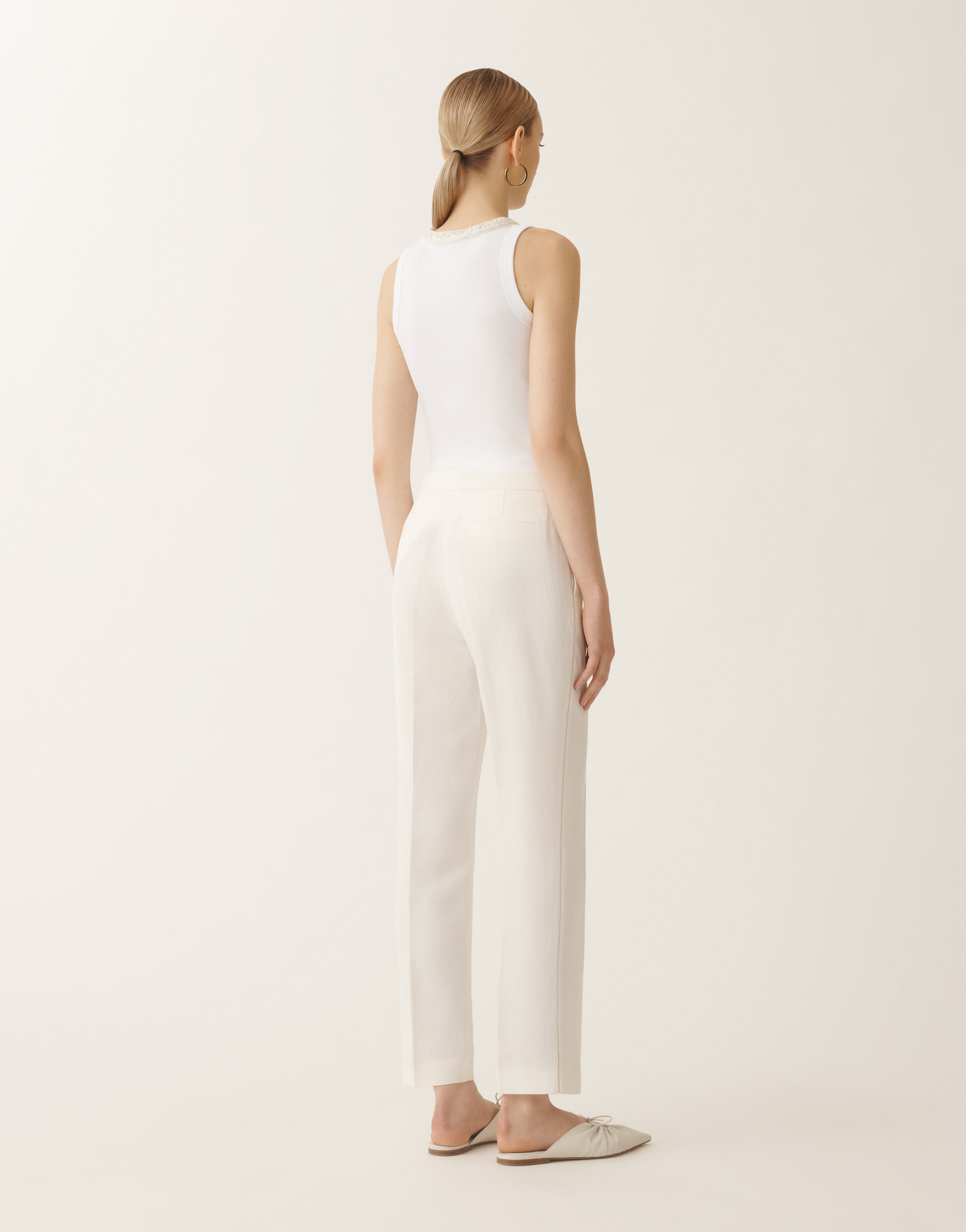 Fabiana Filippi Montefalco Linen And Viscose Trousers In White