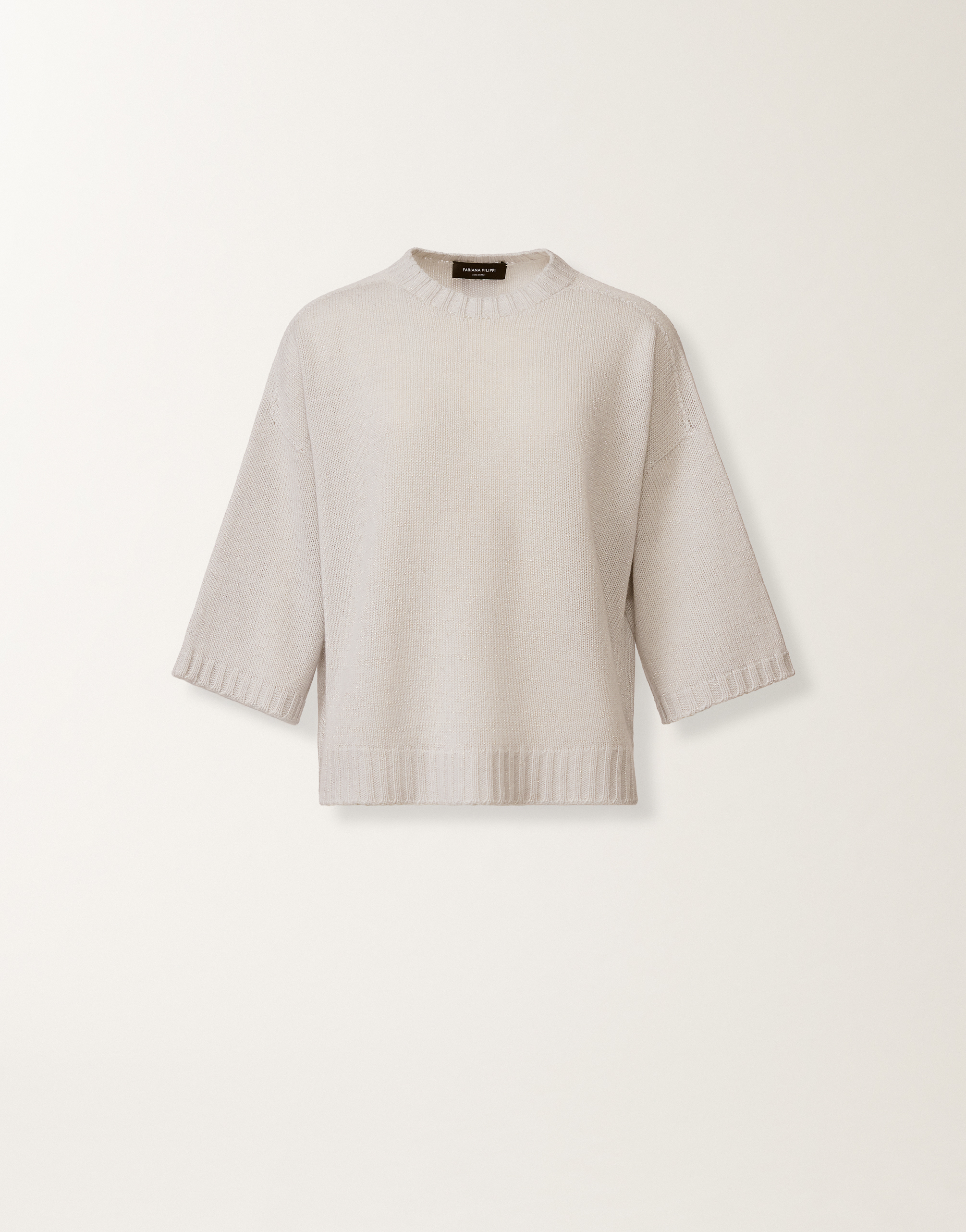 お値下げ美品 ファビアナフィリッピ FABIANA FILIPPI ニット薄手 レディースPlatinum T-shirt with lurex, rain ニットウェア | Fabiana