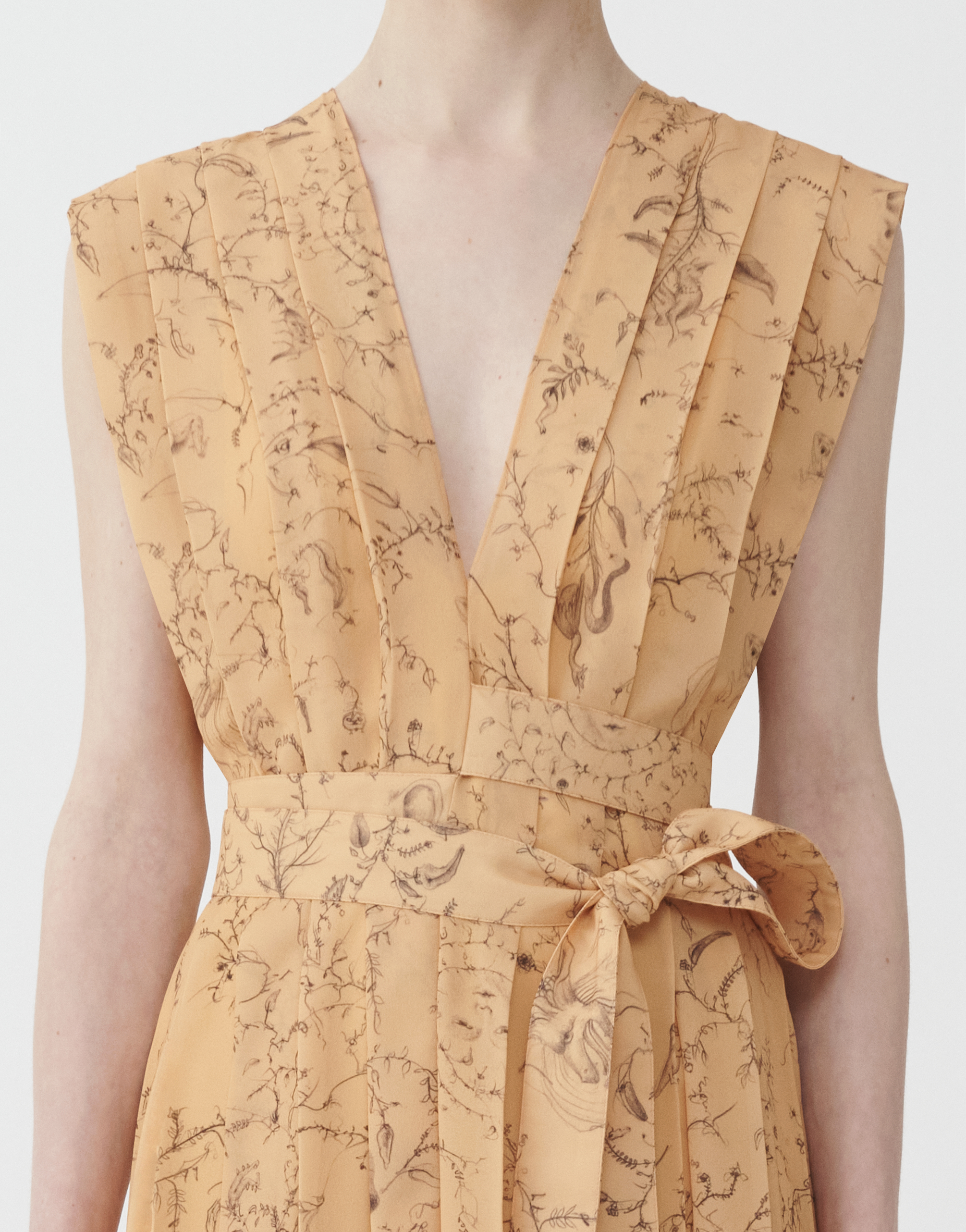 Shop Fabiana Filippi Printed Pleated Chiffon Wrap Dress In Mandarin