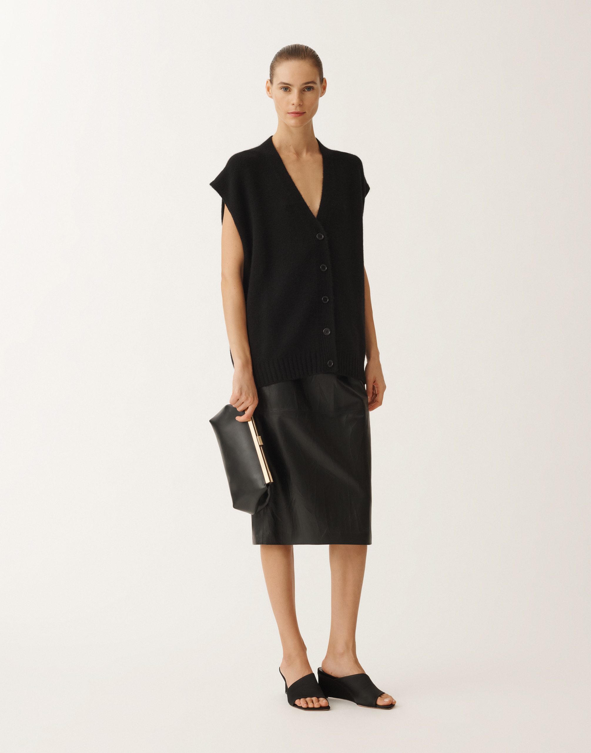 Shop Fabiana Filippi Brushed Cashmere Gilet In Black