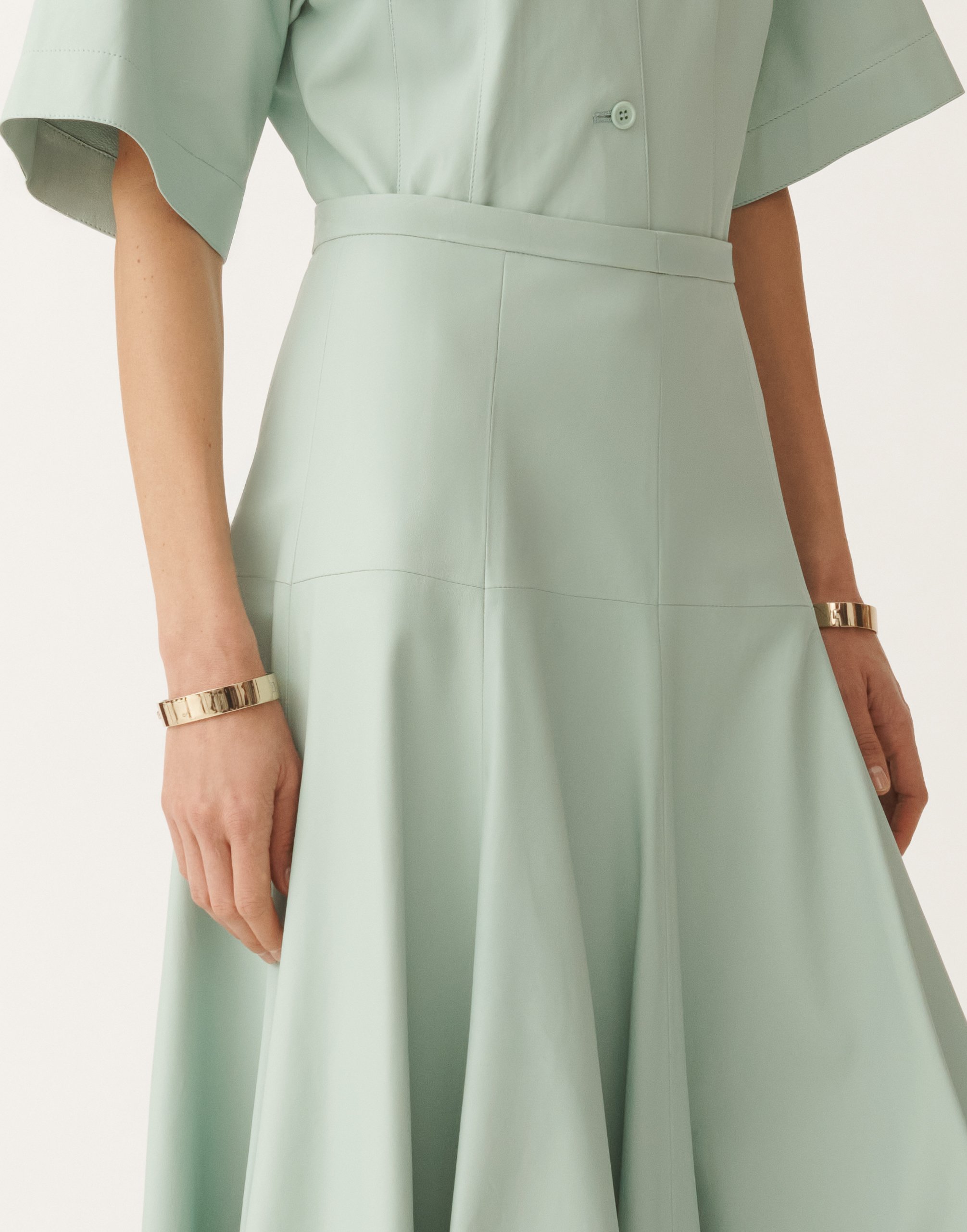 Fabiana Filippi Nappa Leather Skirt In Aquagreen