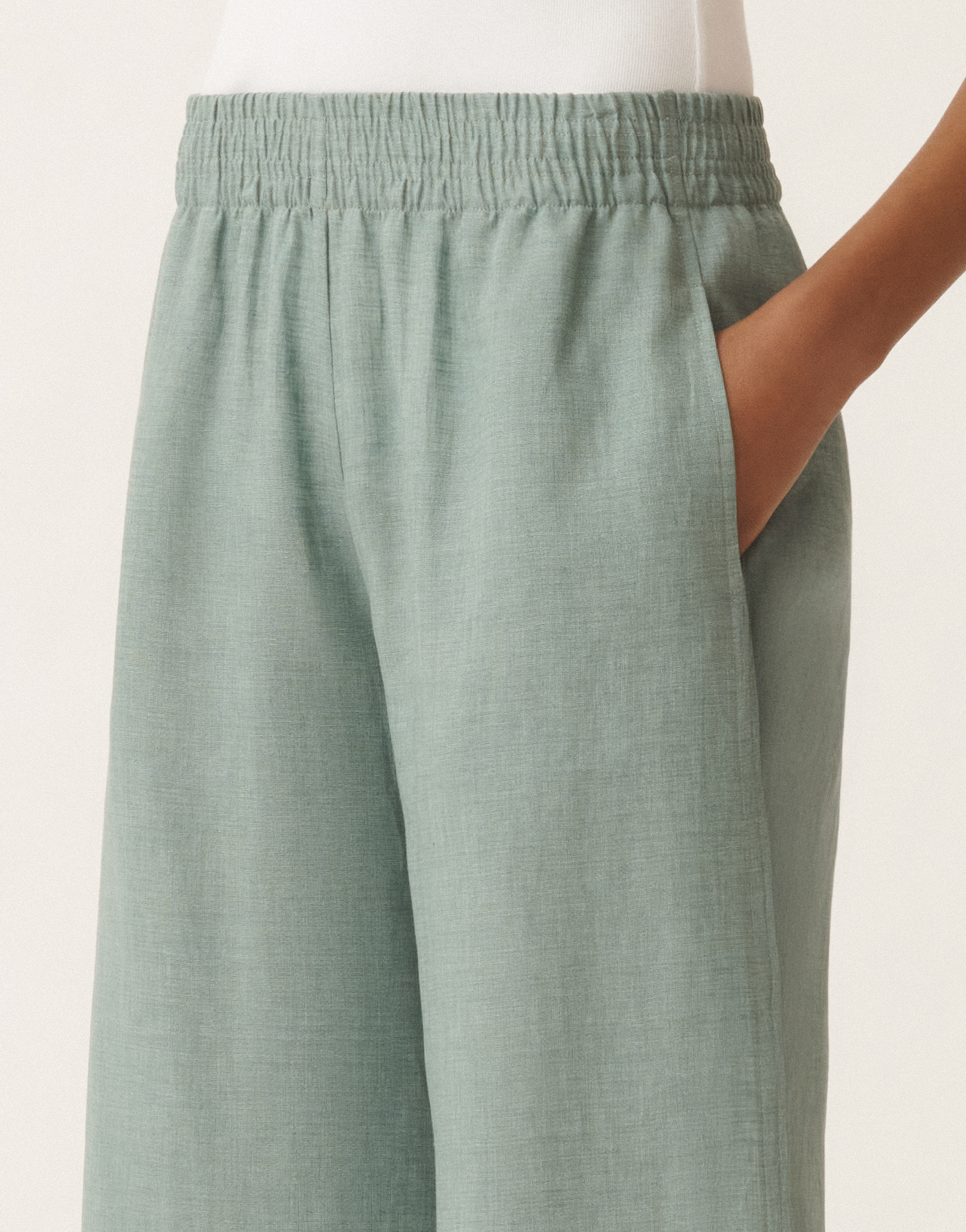 Fabiana Filippi Amelia Linen Canvas Trousers In Turquoise