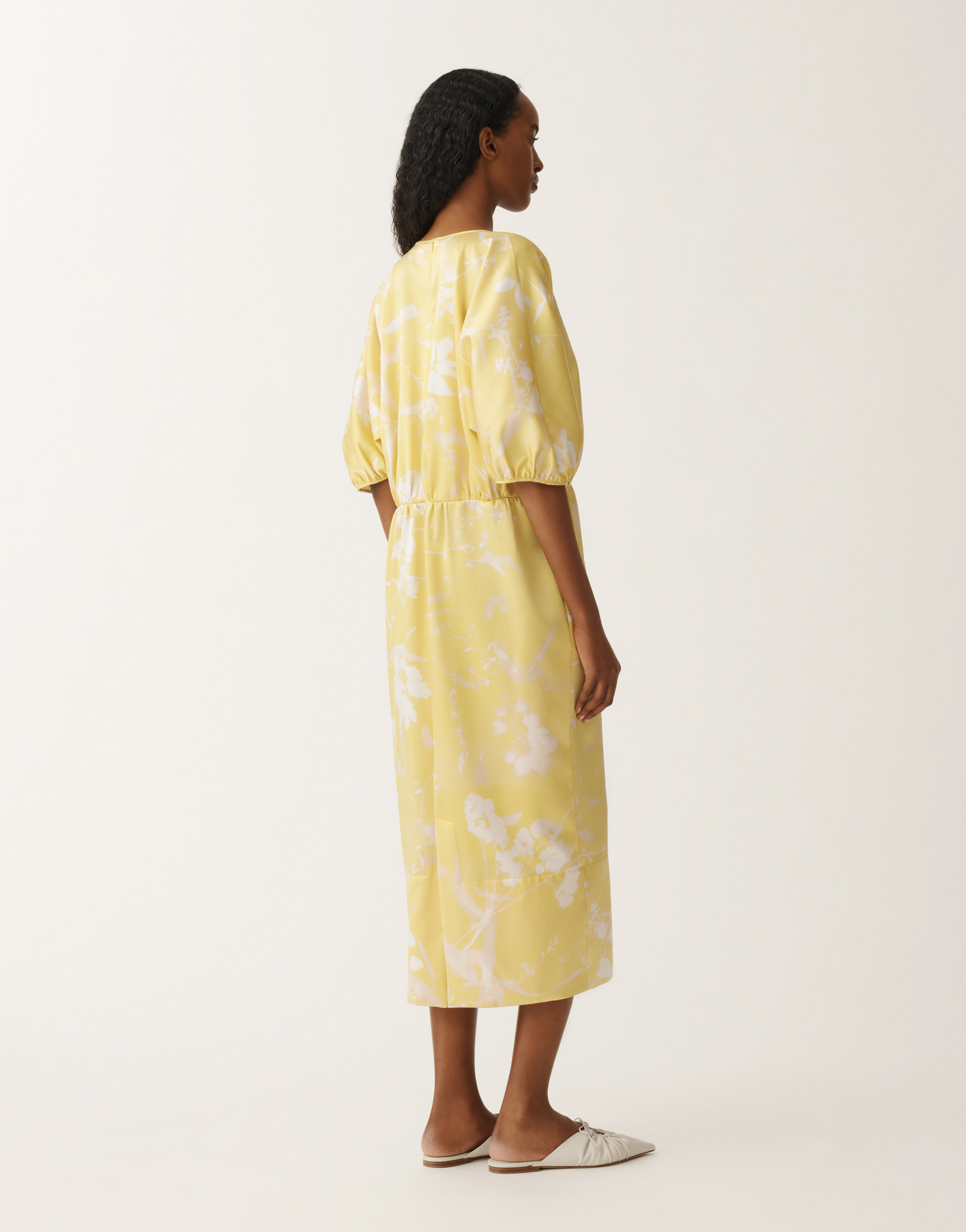 Shop Fabiana Filippi Tilia-print Silk Dress In Yellow