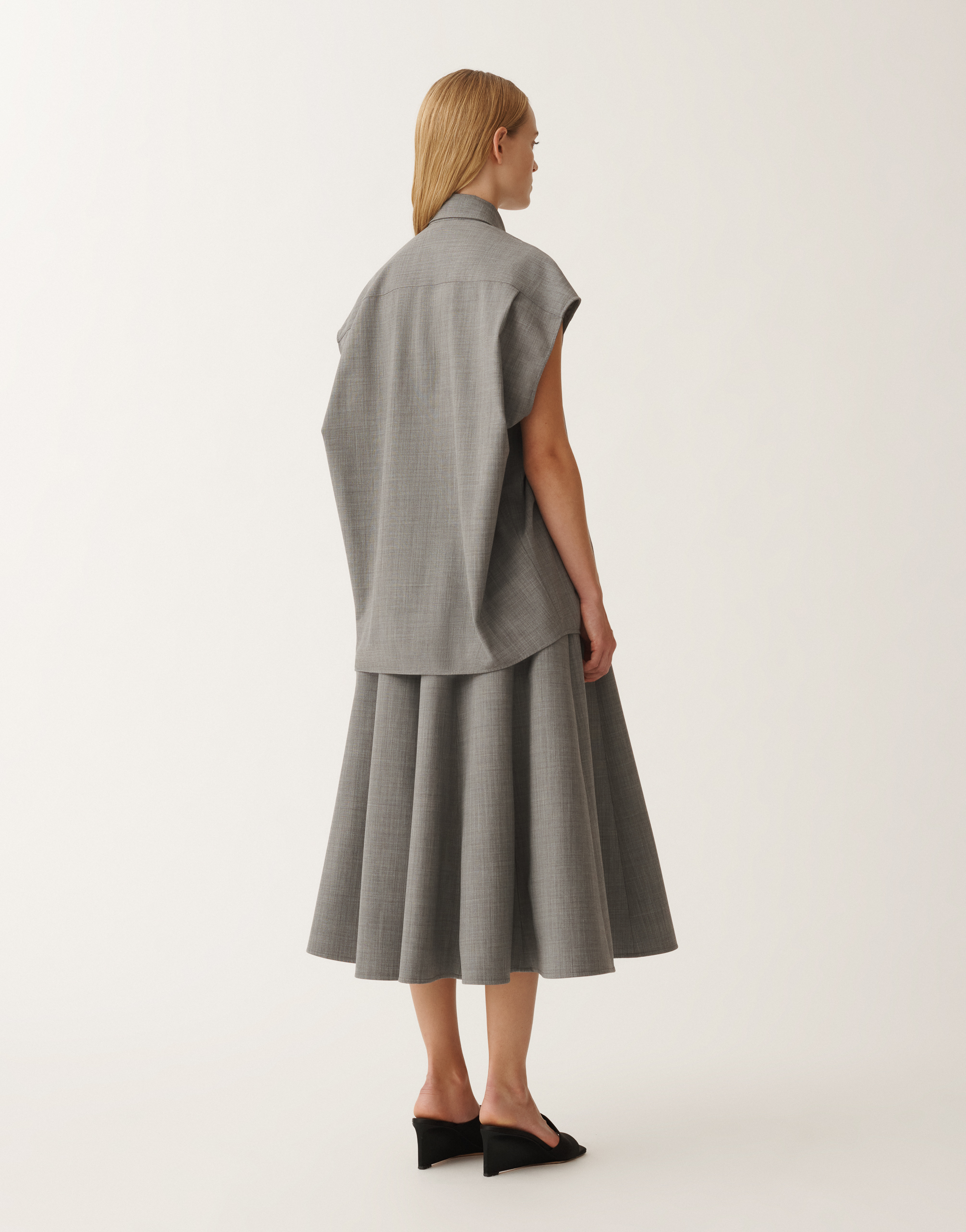 Shop Fabiana Filippi Cool Wool Shirt In Grey