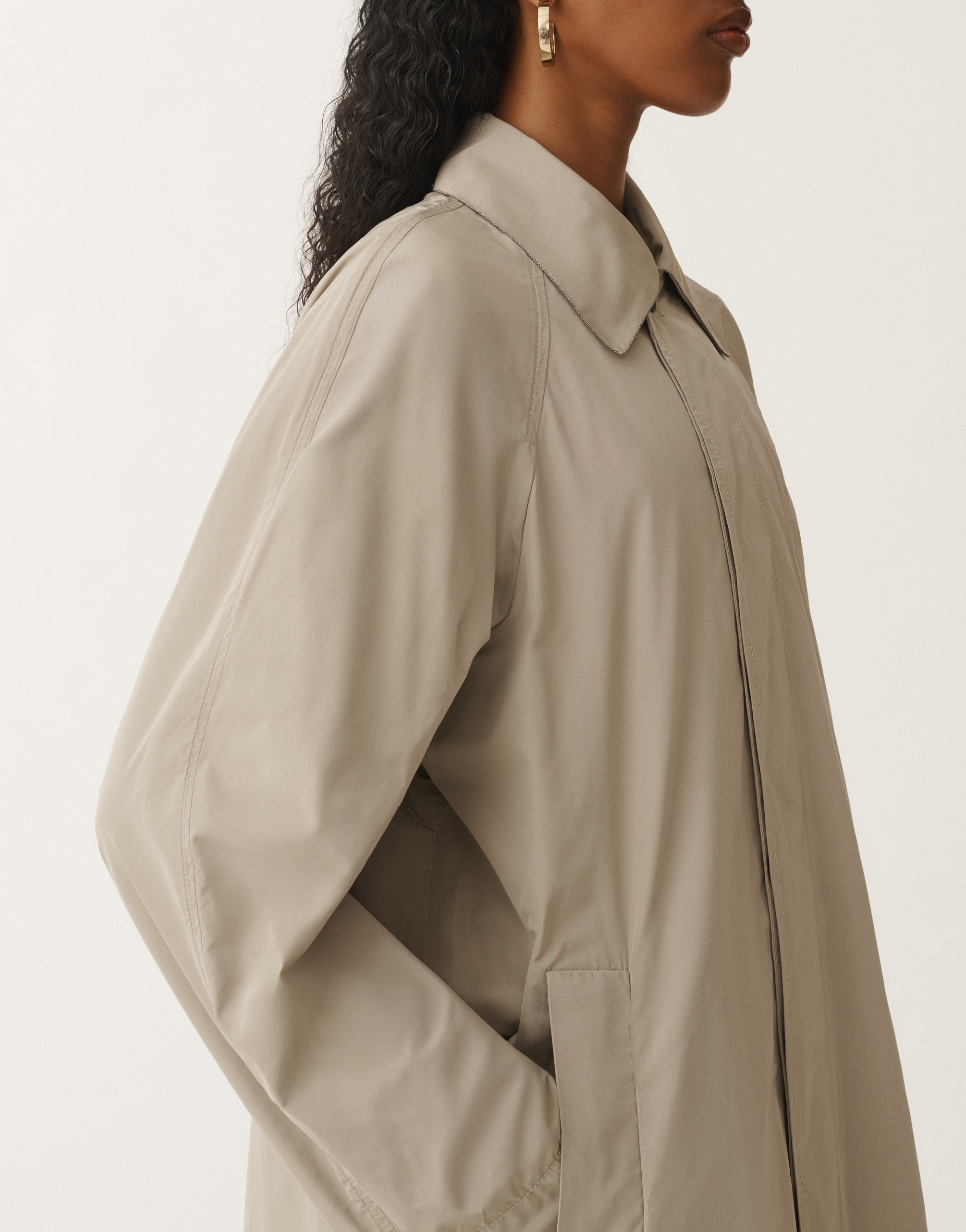 Fabiana Filippi Micro Faille Trench Coat In Clay
