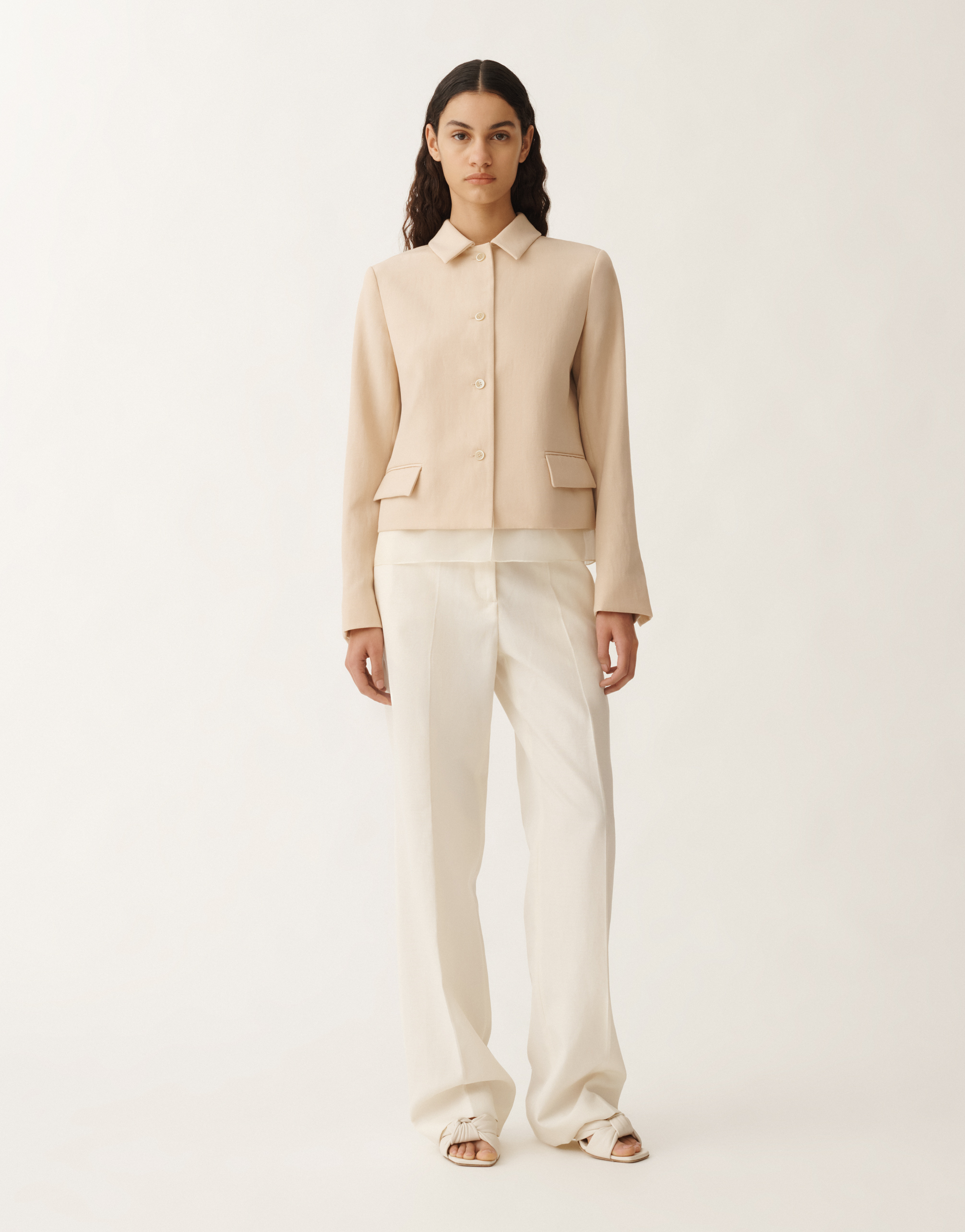 Fabiana Filippi Wool And Linen Mat Jacket In Brown
