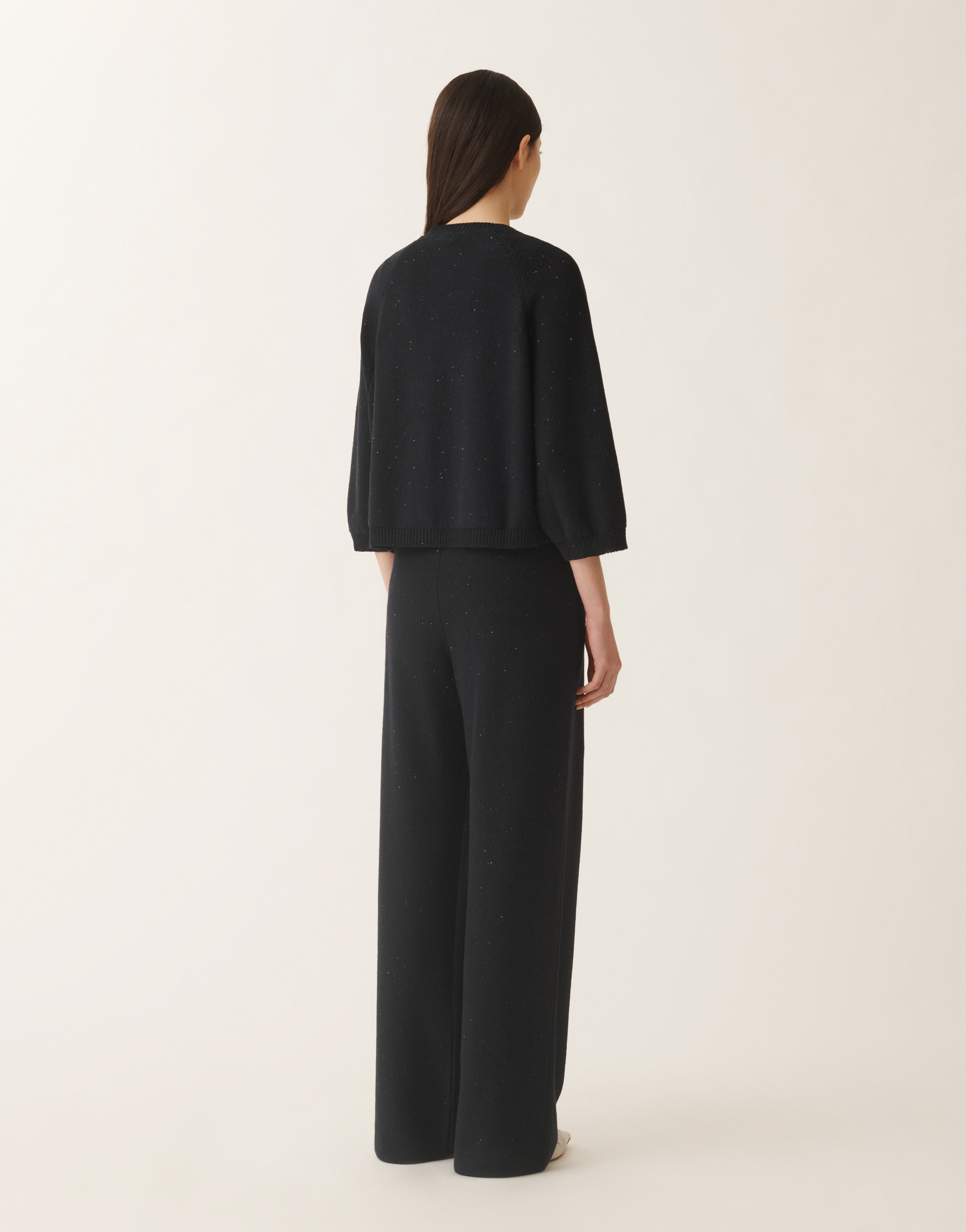 Shop Fabiana Filippi Cotton And Linen Cape Cardigan With Sequins In Blue