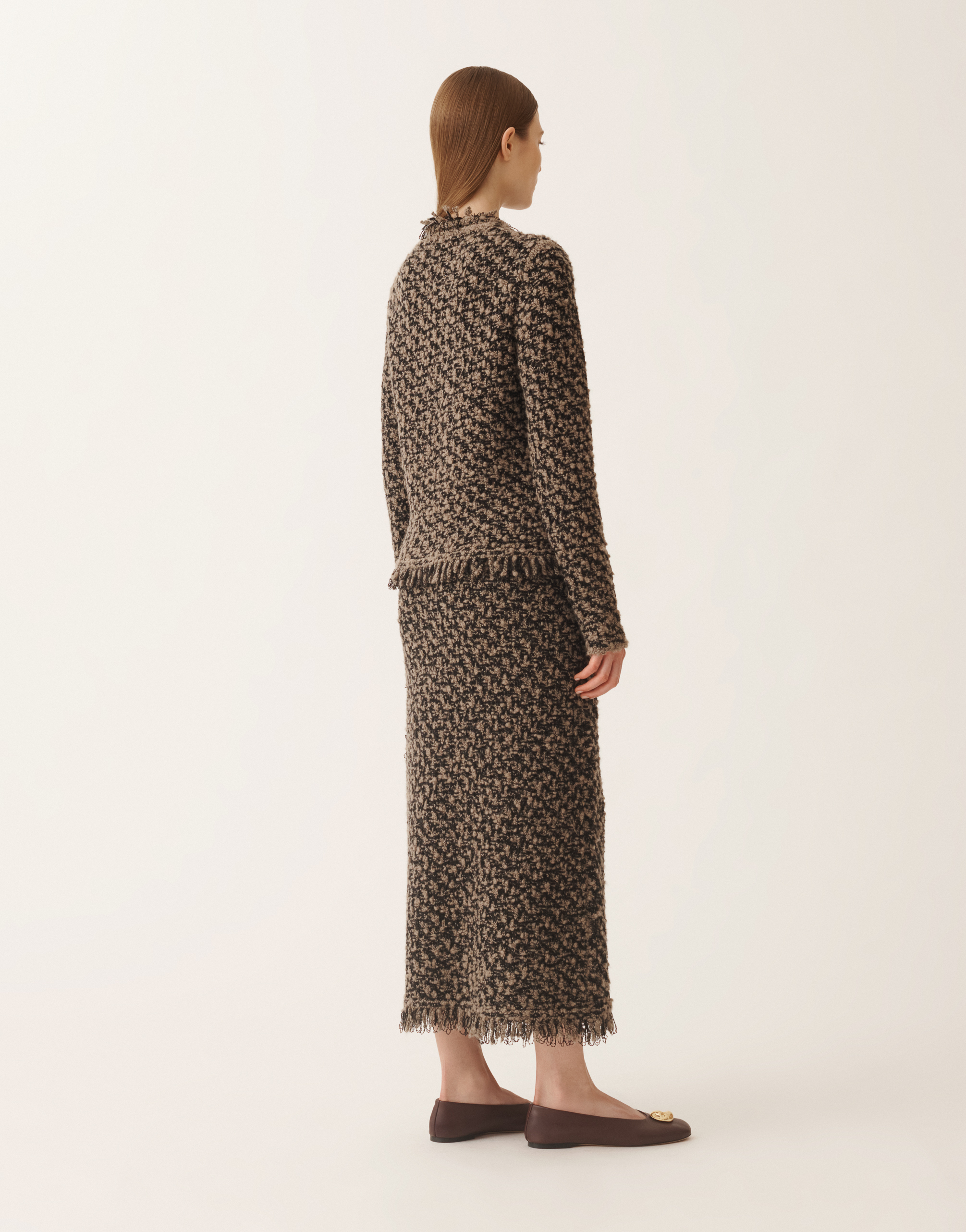 Fabiana Filippi Jacket In Tweed And Sequins In Brown