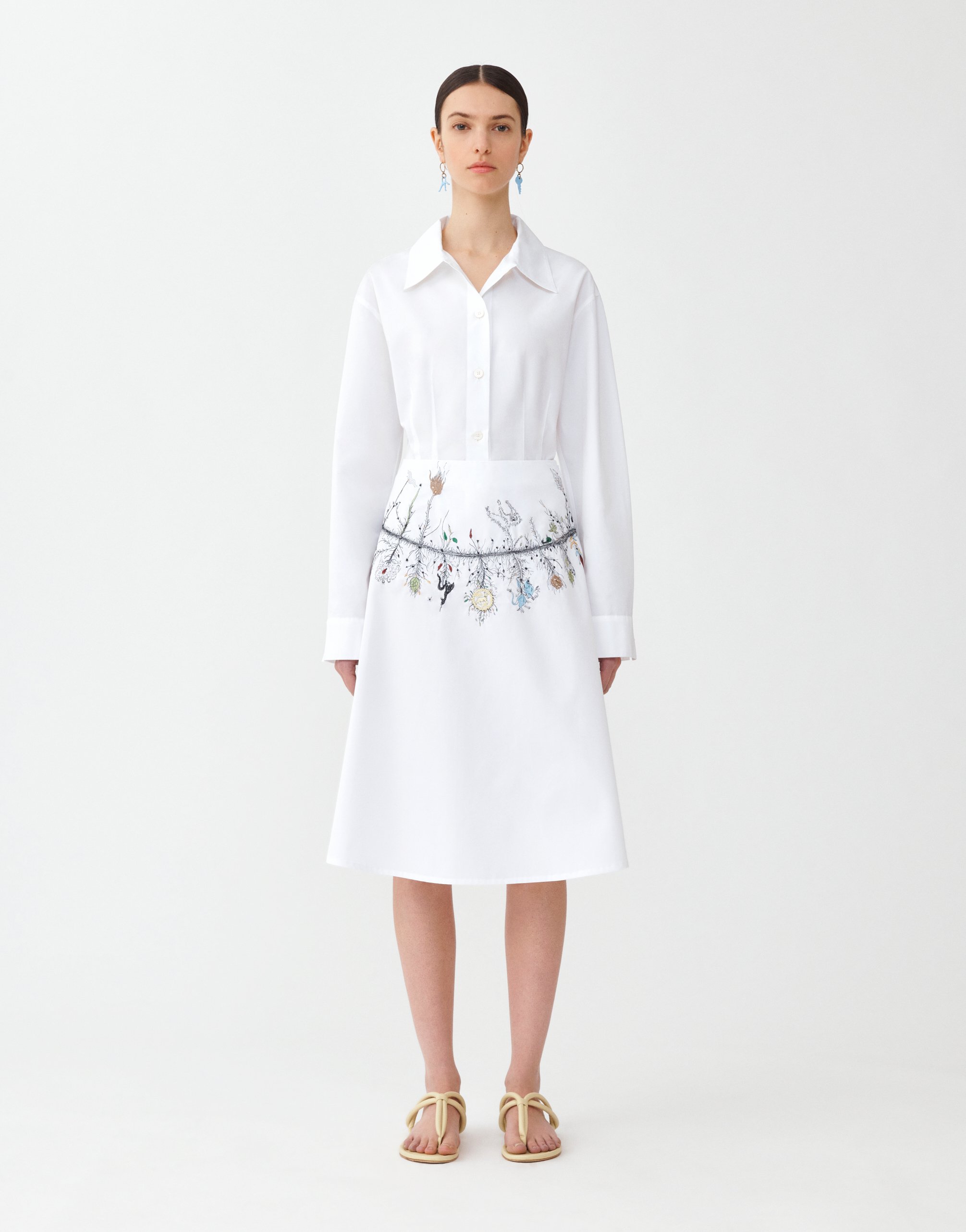 Embroidered poplin skirt hotsell