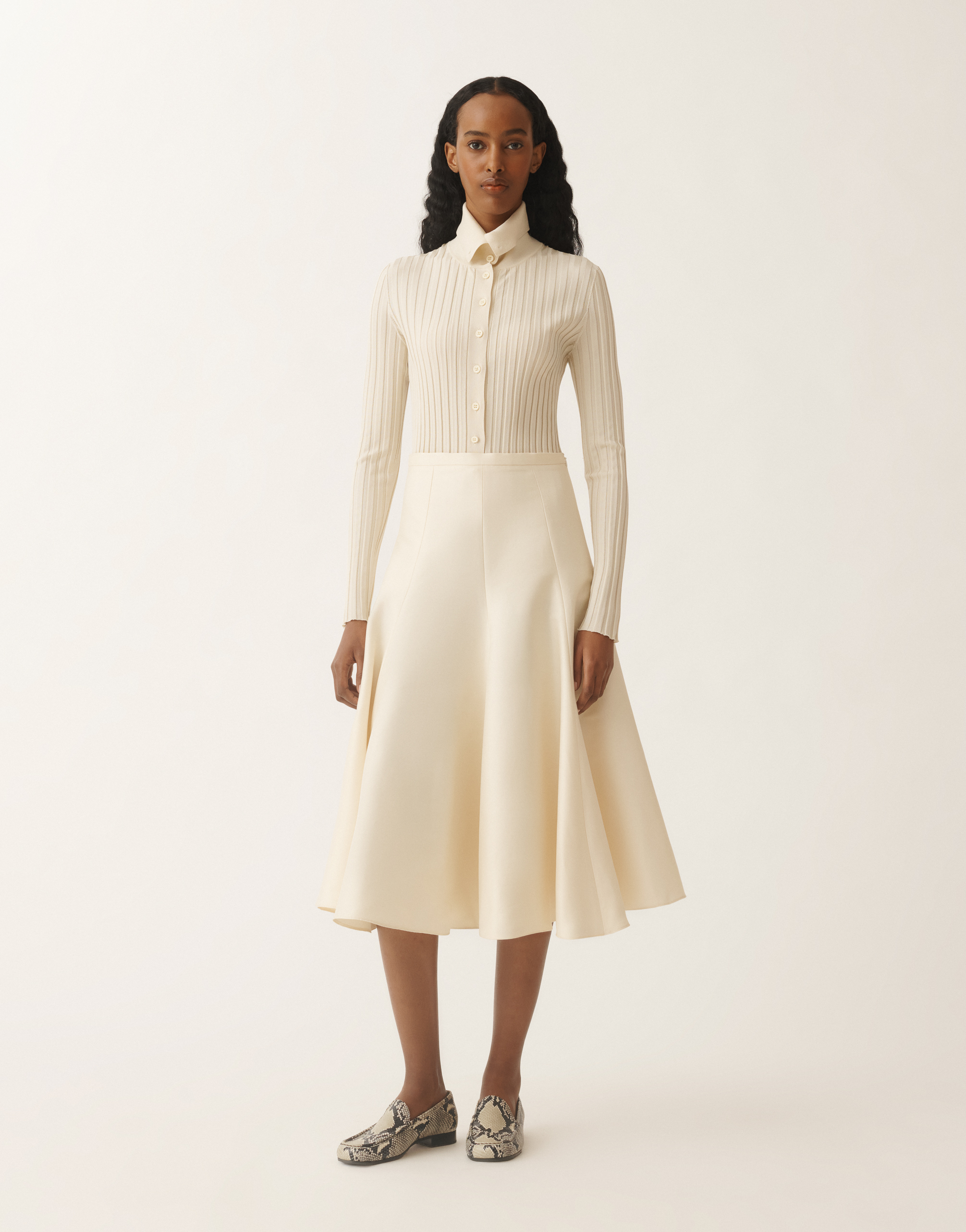 Fabiana Filippi Cotton And Silk Mikado Skirt In Vanilla