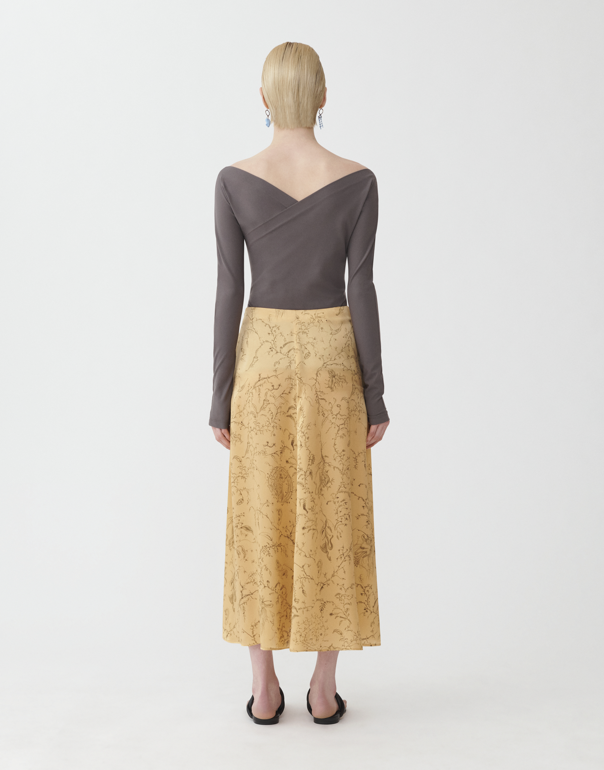 Shop Fabiana Filippi Printed Satin Flared Skirt In Mandarin
