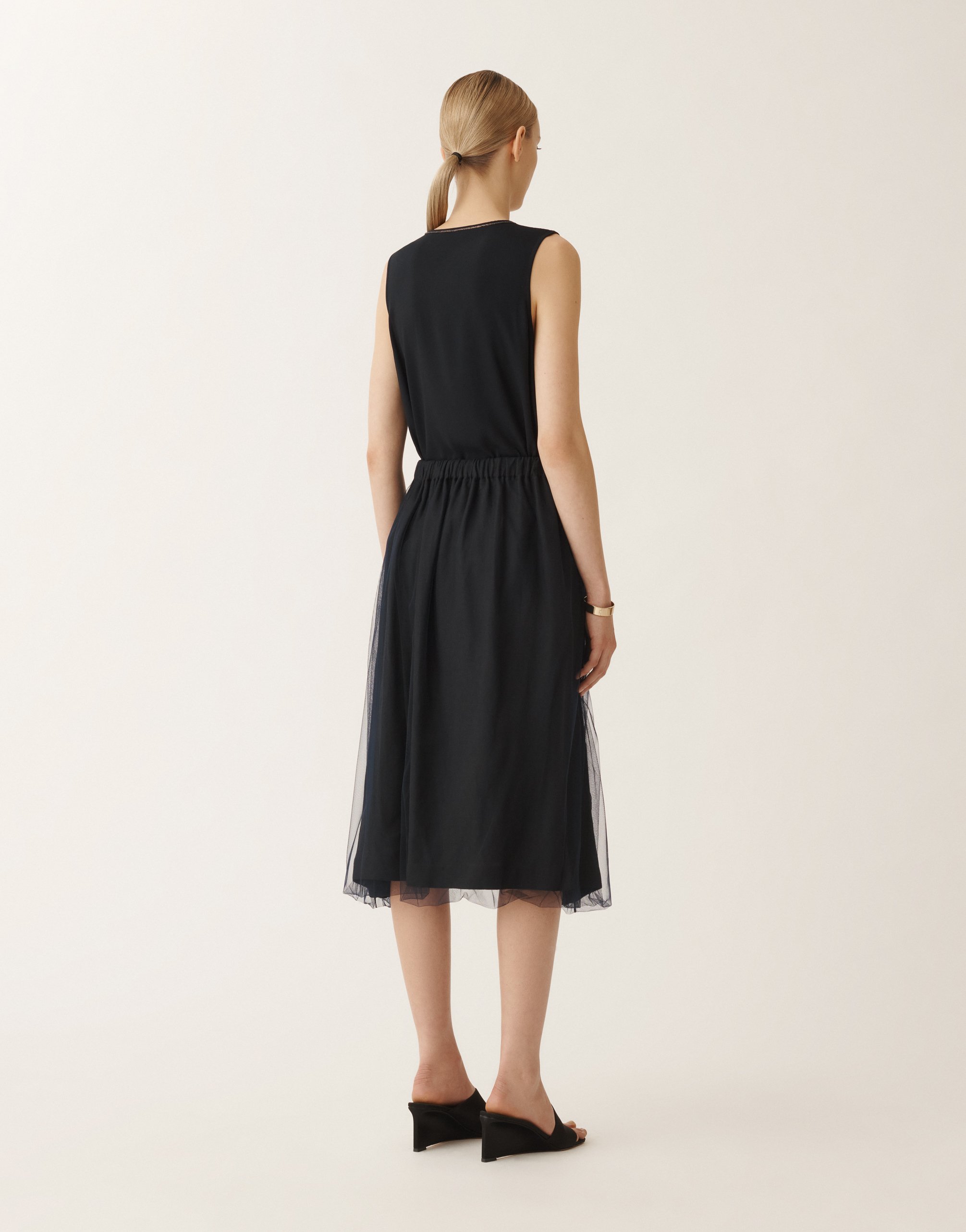 Shop Fabiana Filippi Linen And Viscose Skirt In Blue