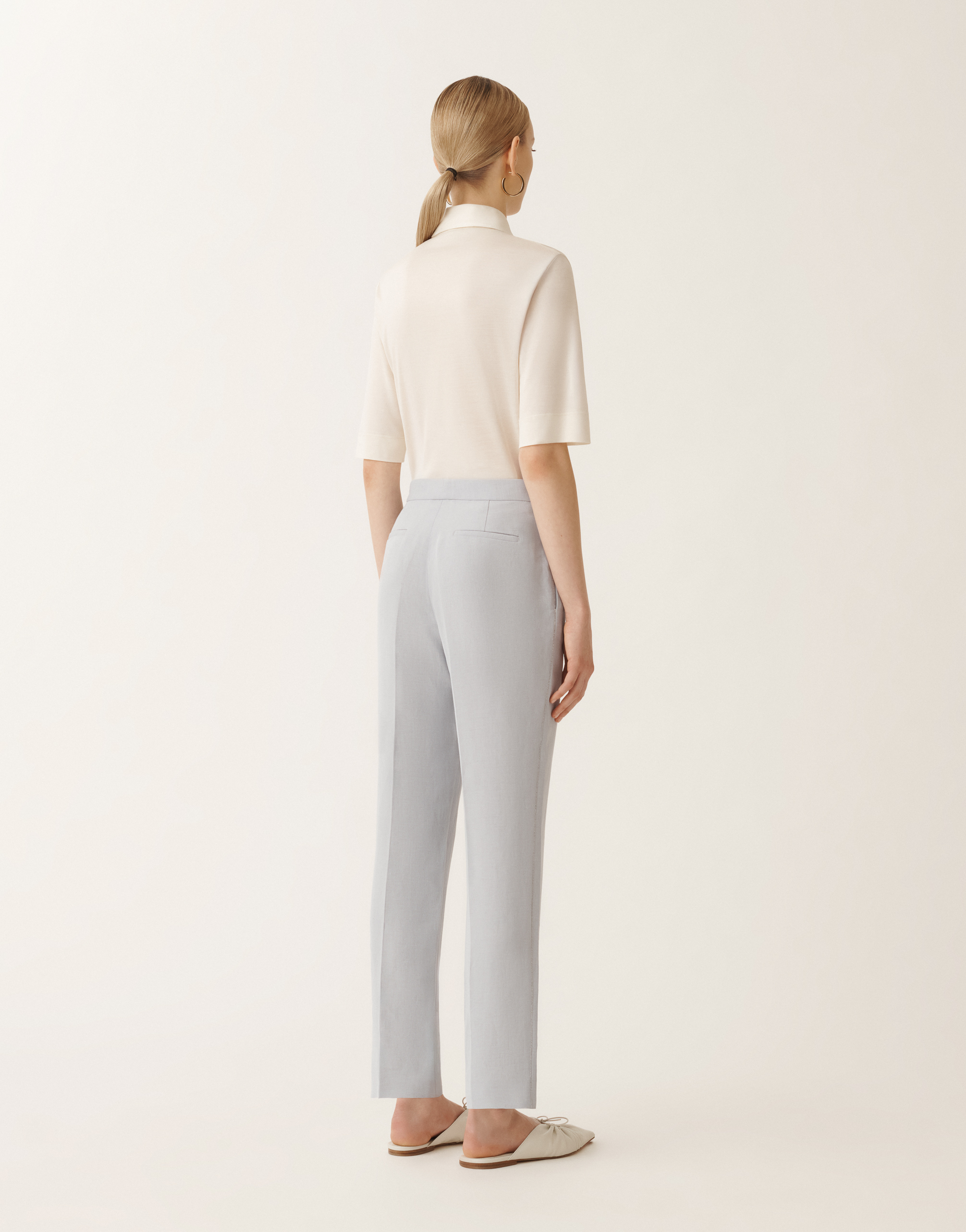 Shop Fabiana Filippi Montefalco Linen And Viscose Trousers In Lavender