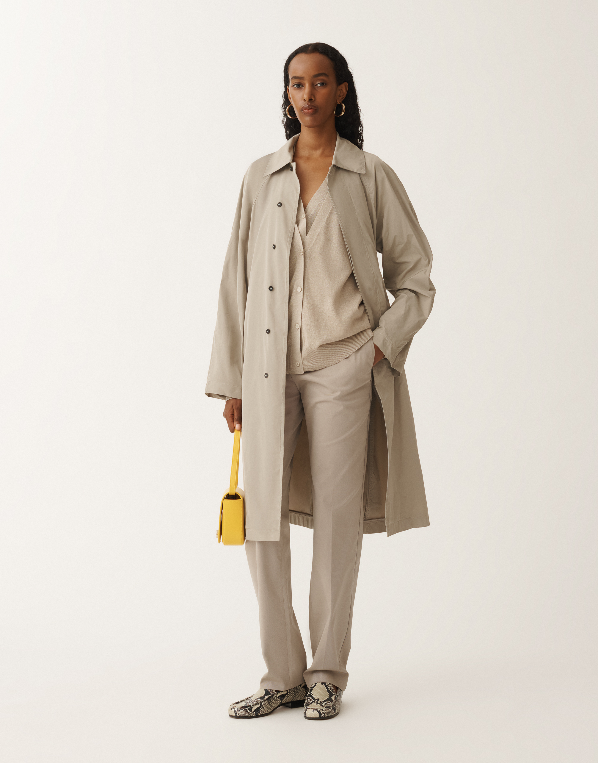 Fabiana Filippi Micro Faille Trench Coat In Clay