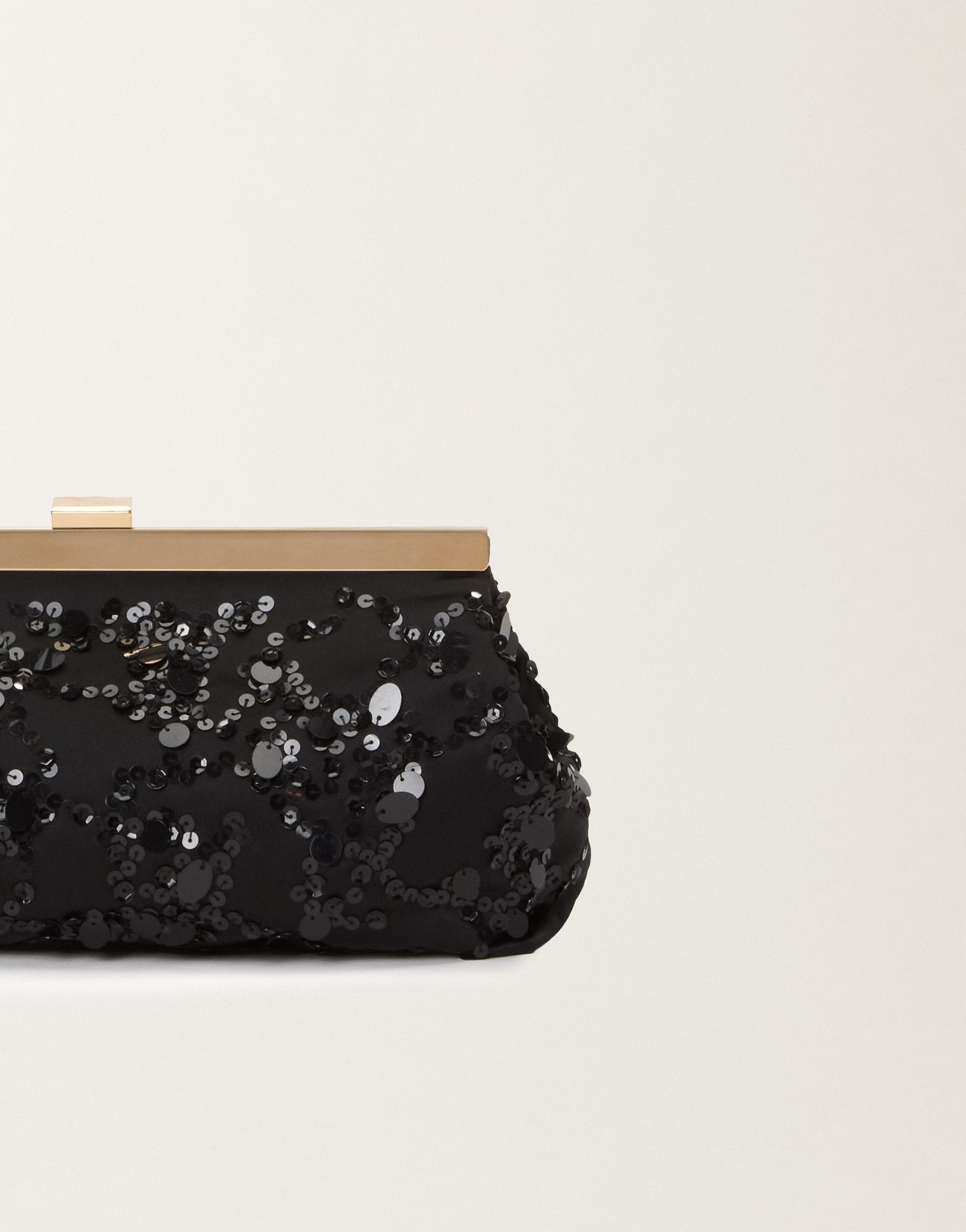 Shop Fabiana Filippi Clutch With Sequin Embroidery In Black