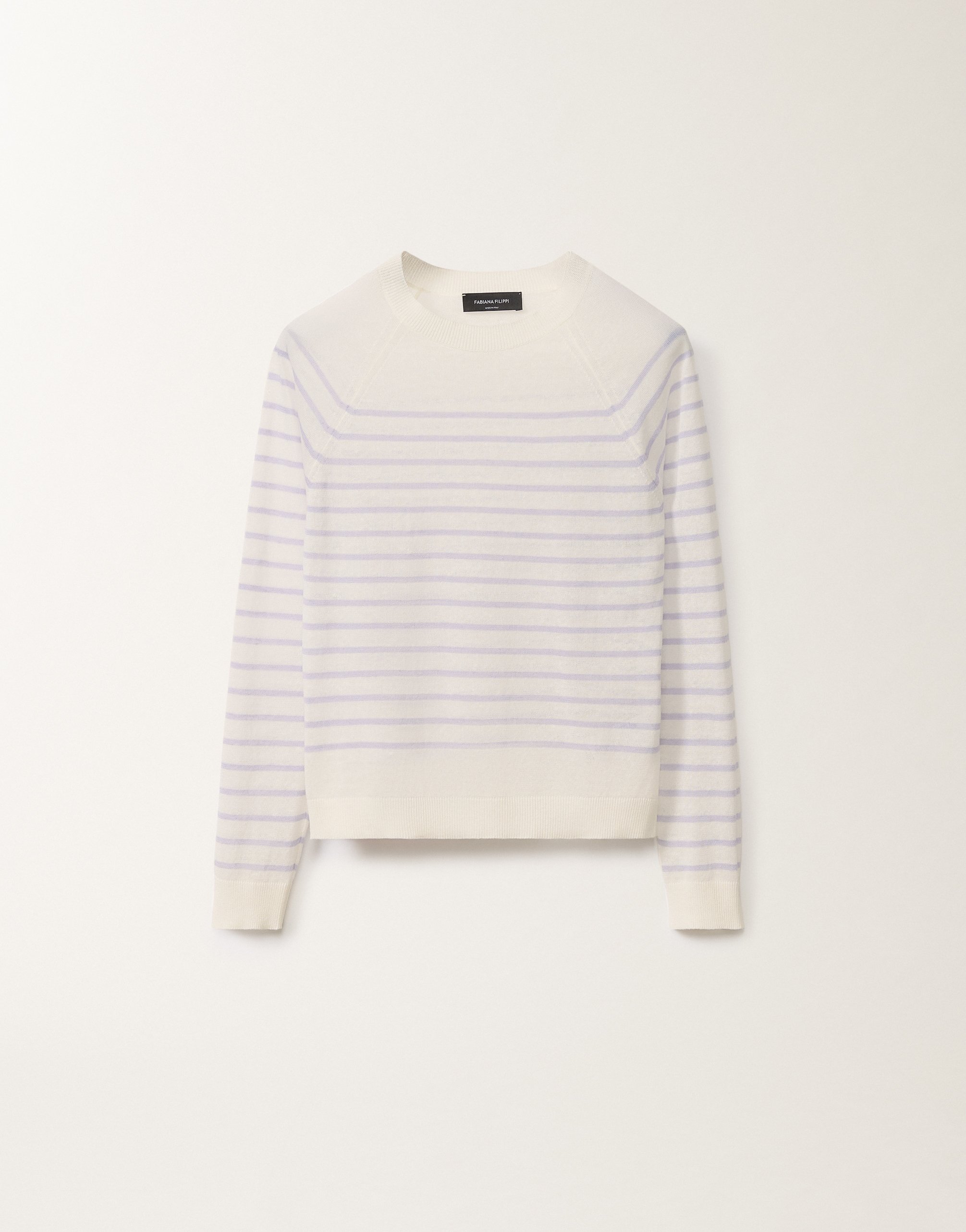 Fabiana Filippi Striped Sweater In White/lavender