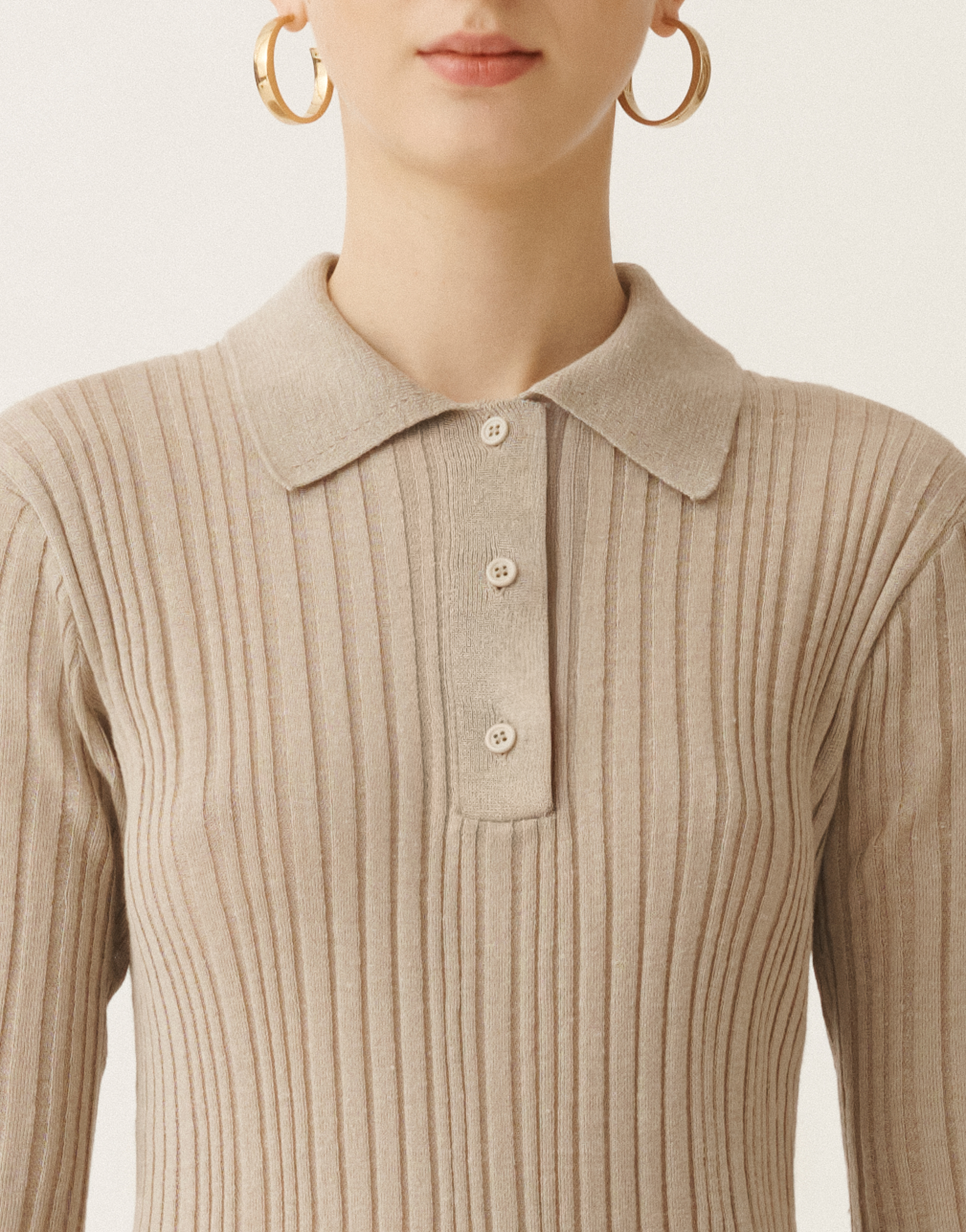 Fabiana Filippi Linen Ribbed Polo In Greige