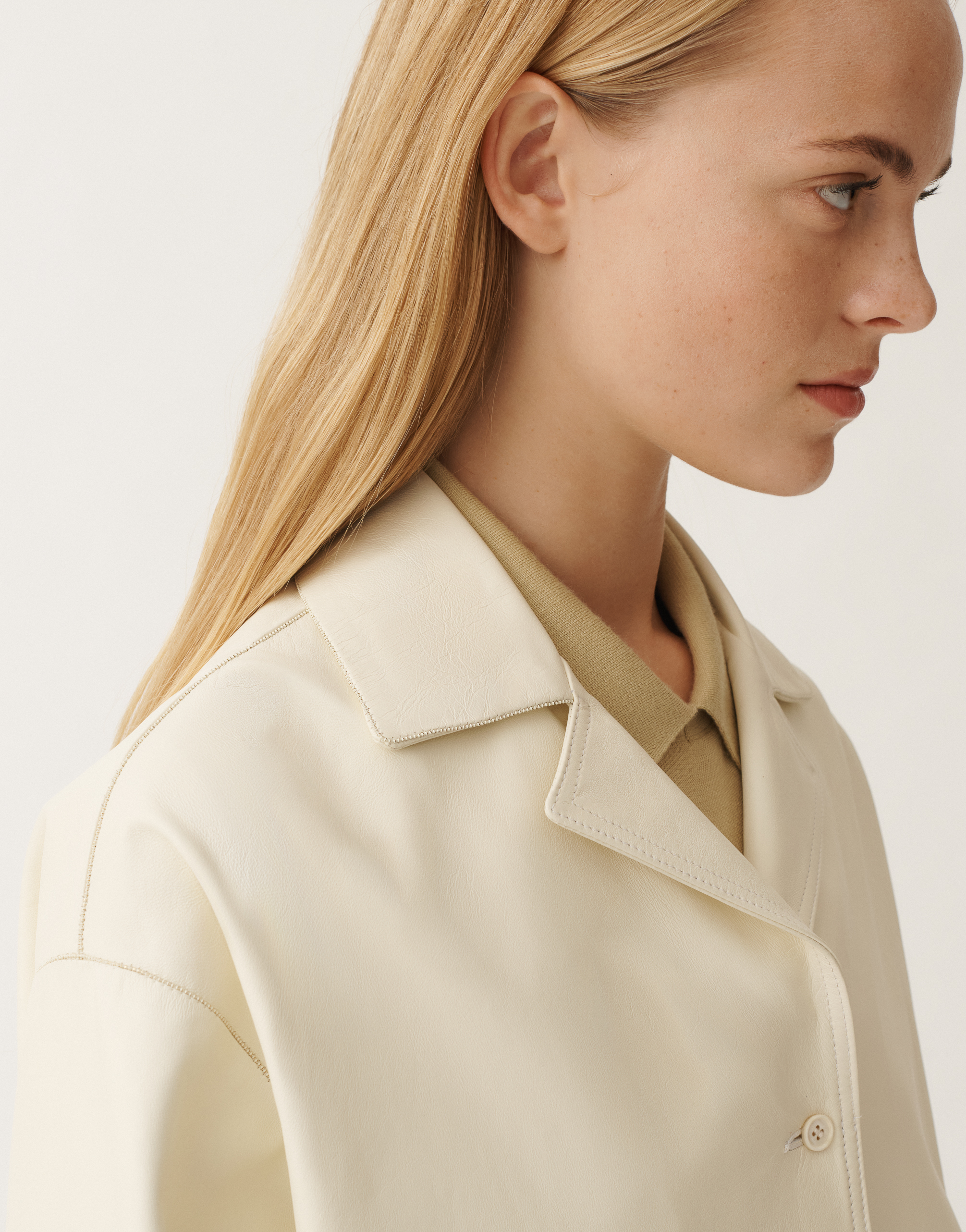 Fabiana Filippi Heavy Nappa Leather Jacket In White