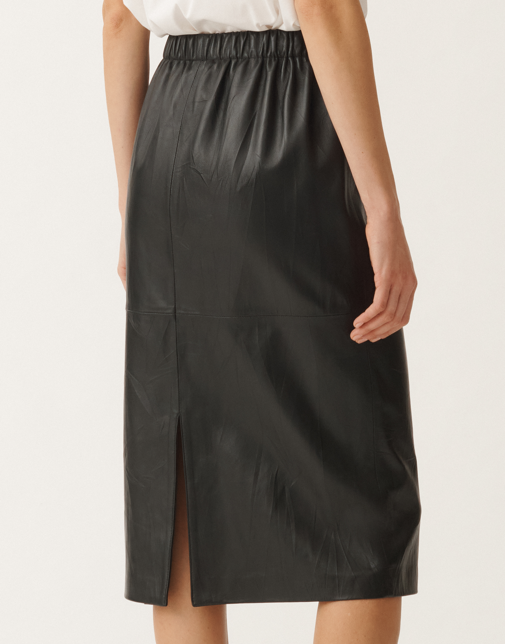 Fabiana Filippi Pleated Nappa Leather Skirt In Black