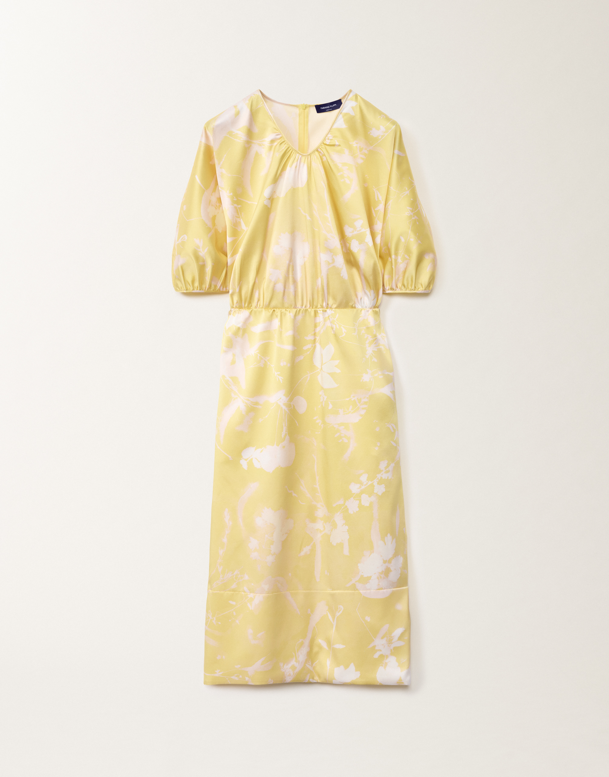 Shop Fabiana Filippi Tilia-print Silk Dress In Yellow