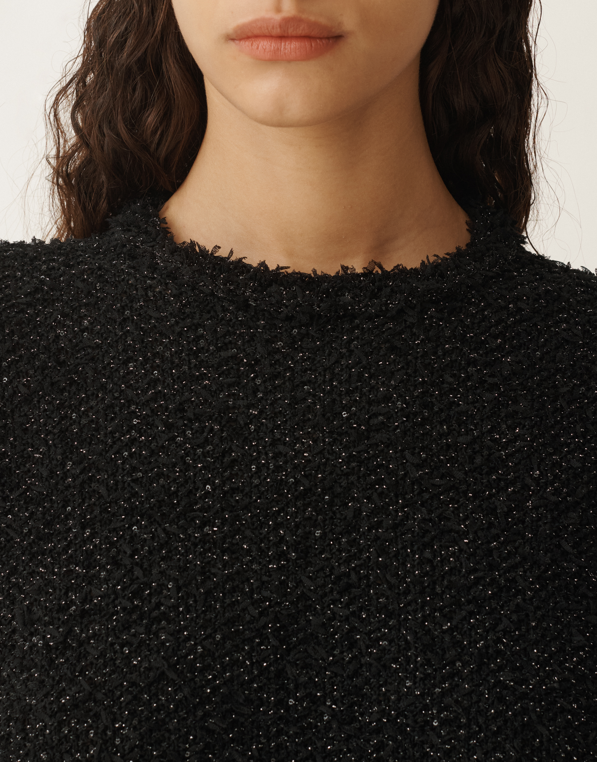 Shop Fabiana Filippi Tweed-effect T-shirt In Black