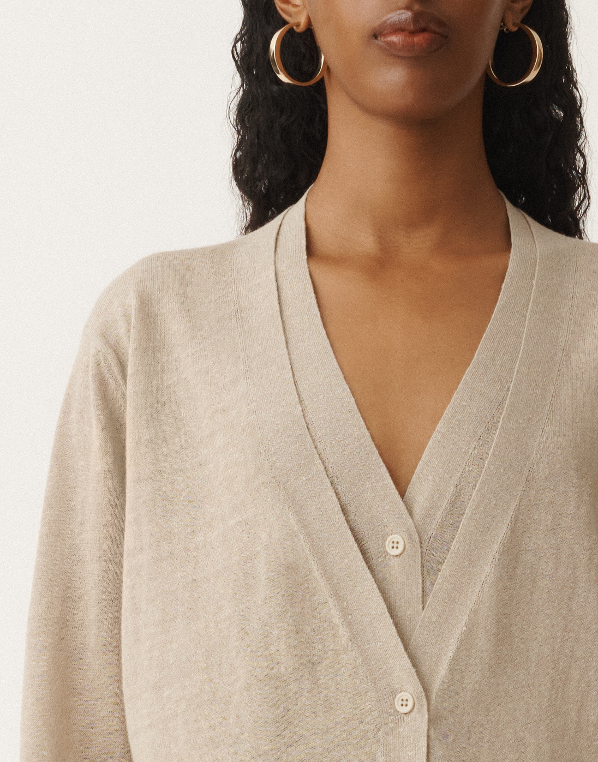 Fabiana Filippi Linen Cardigan In Greige