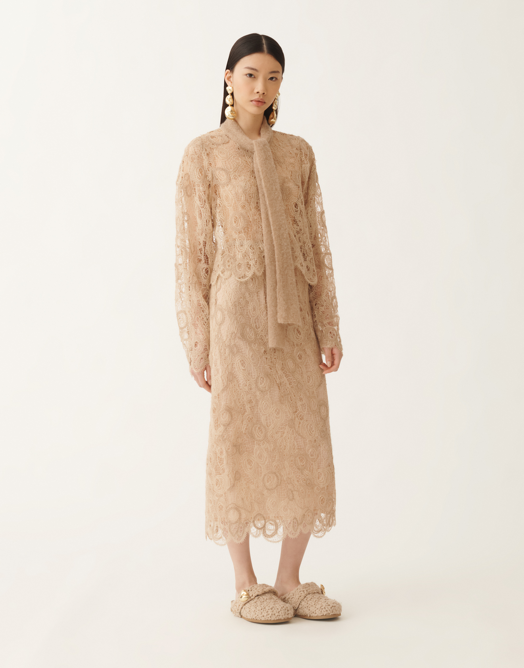 Fabiana Filippi Lace Cropped Shirt In Neutral