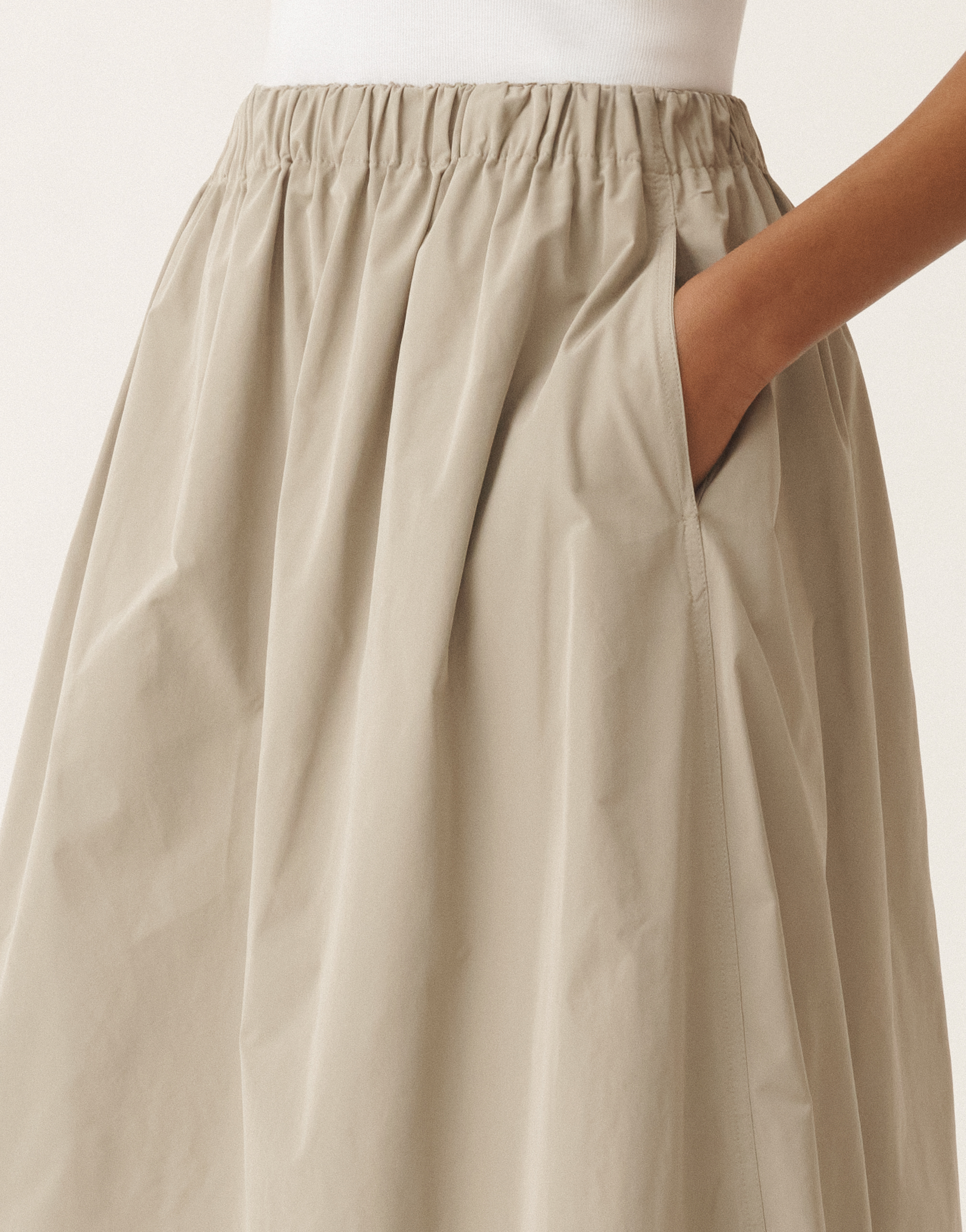 Fabiana Filippi Micro Faille Midi Skirt In Clay