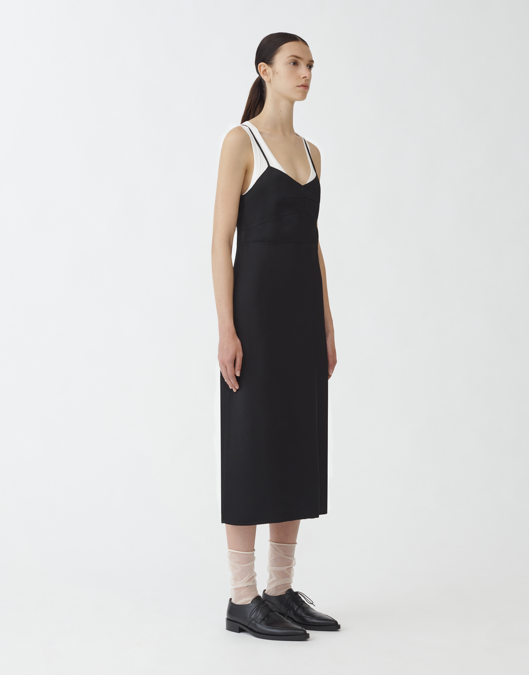 Shop Fabiana Filippi Satin Slip Dress In Black