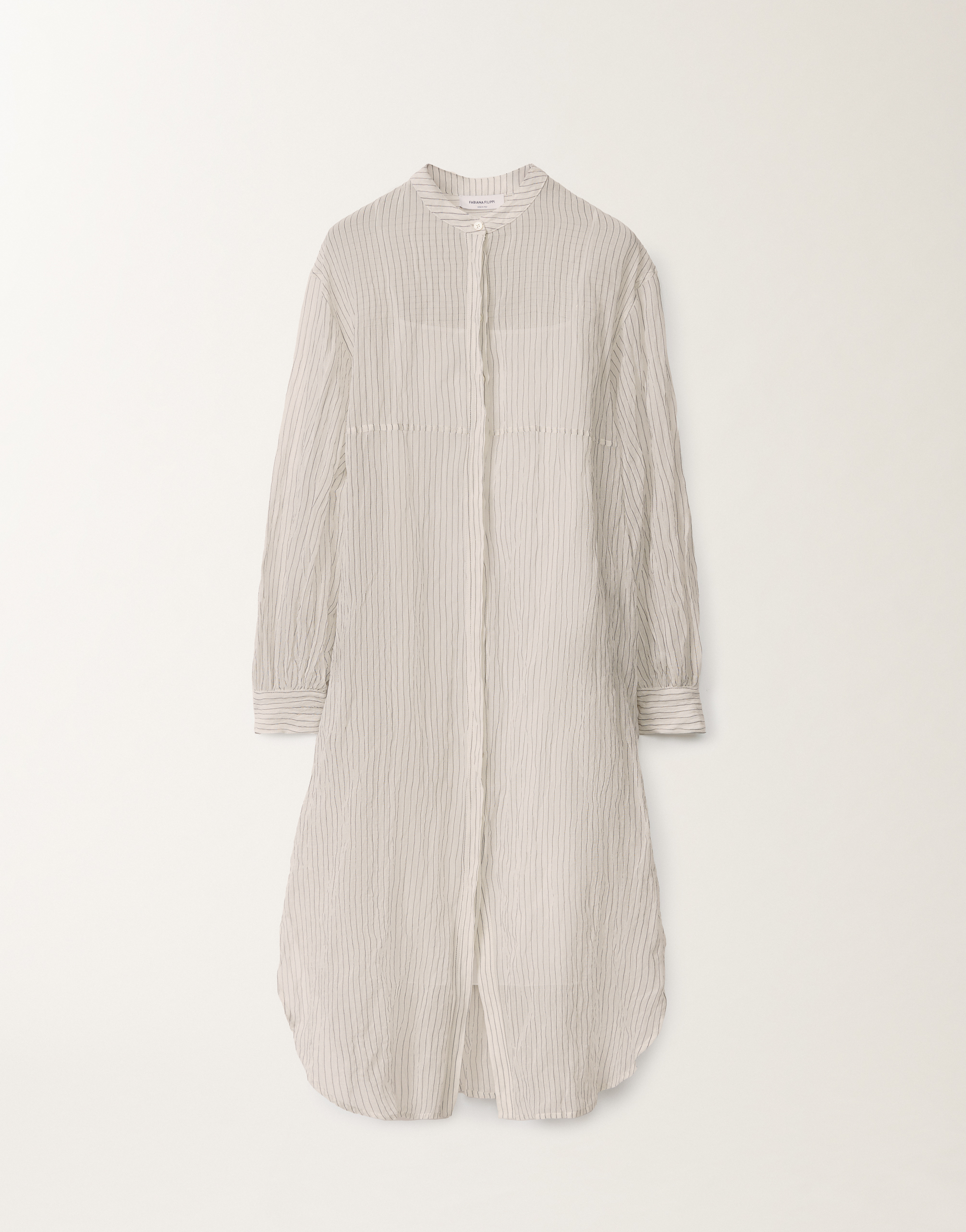 Fabiana Filippi Wavy Pinstripe Cotton Dress In White