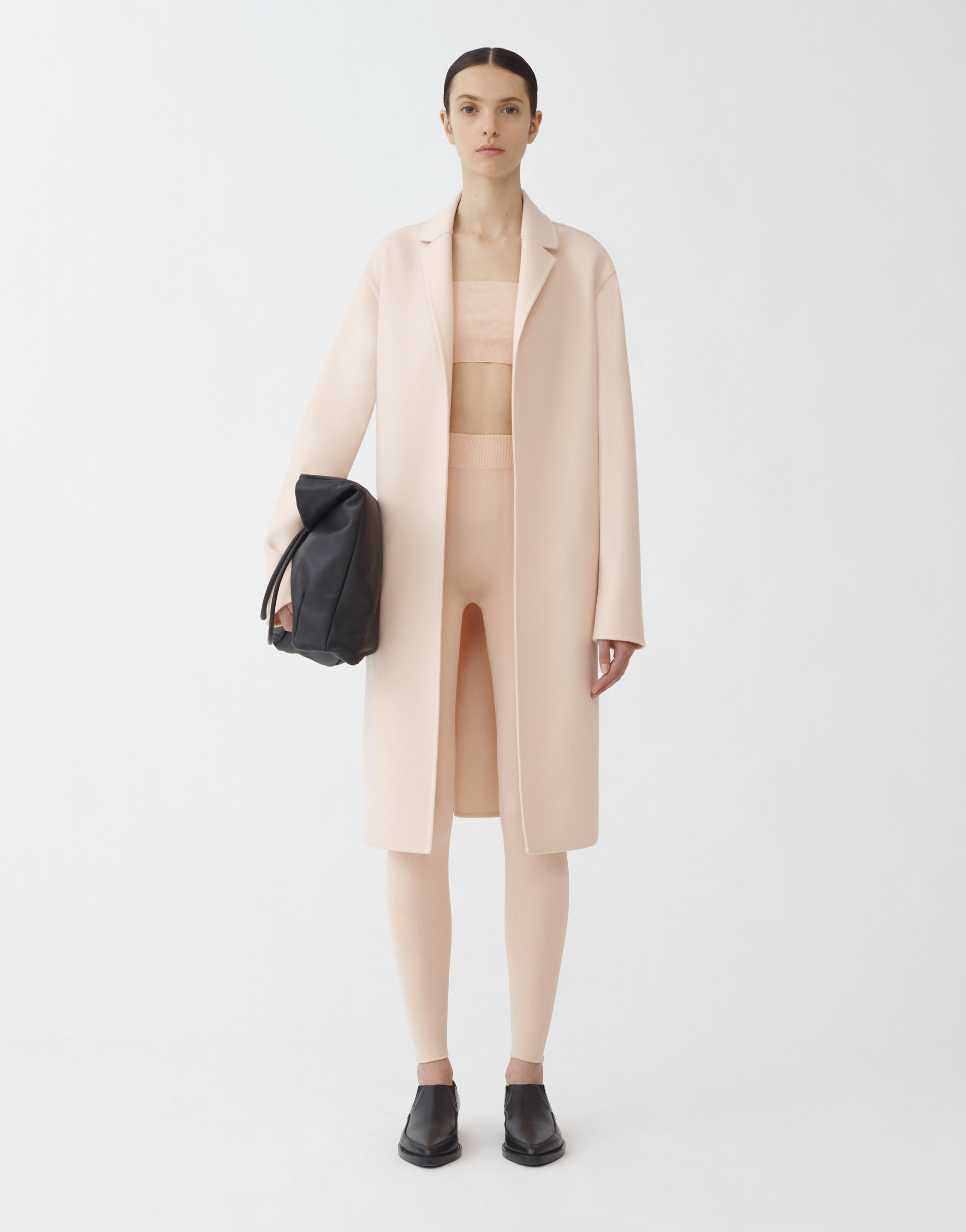 Shop Fabiana Filippi Wool Cashmere Double Belted Topcoat In Dusty Pink