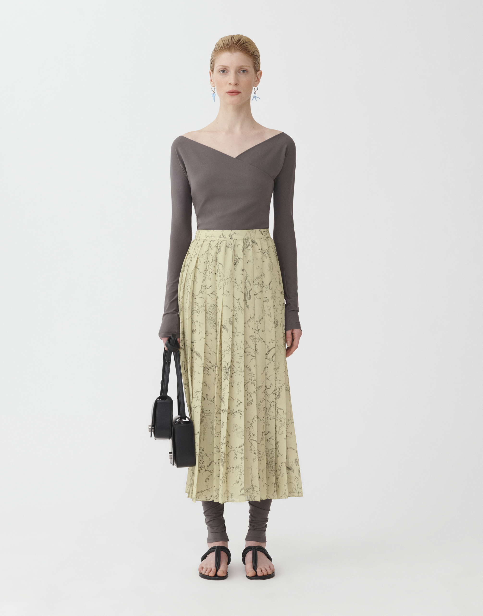 Shop Fabiana Filippi Printed Pleated Chiffon Wrap Skirt In Pistachio