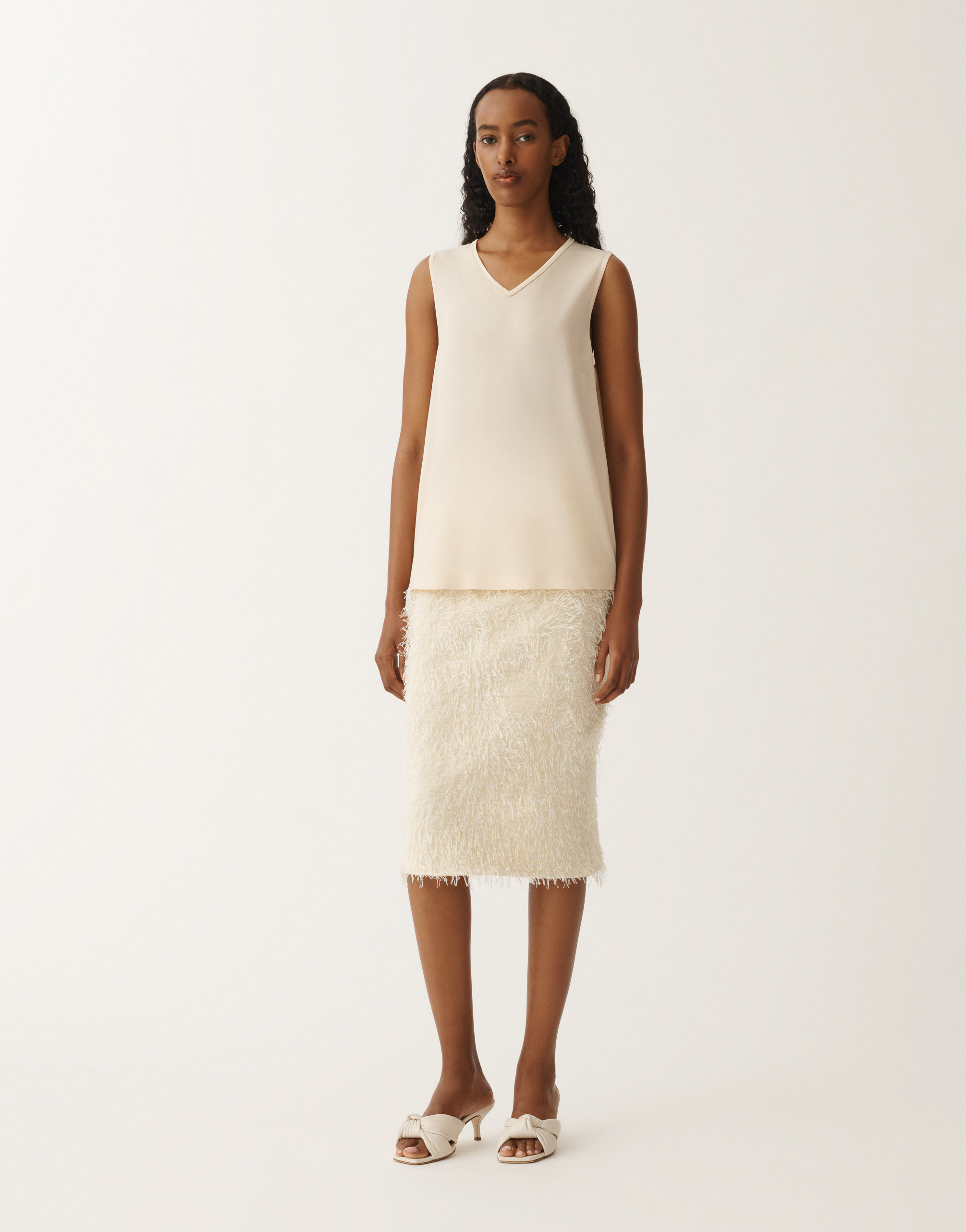 Shop Fabiana Filippi Stretch Sablé Vest Top In White